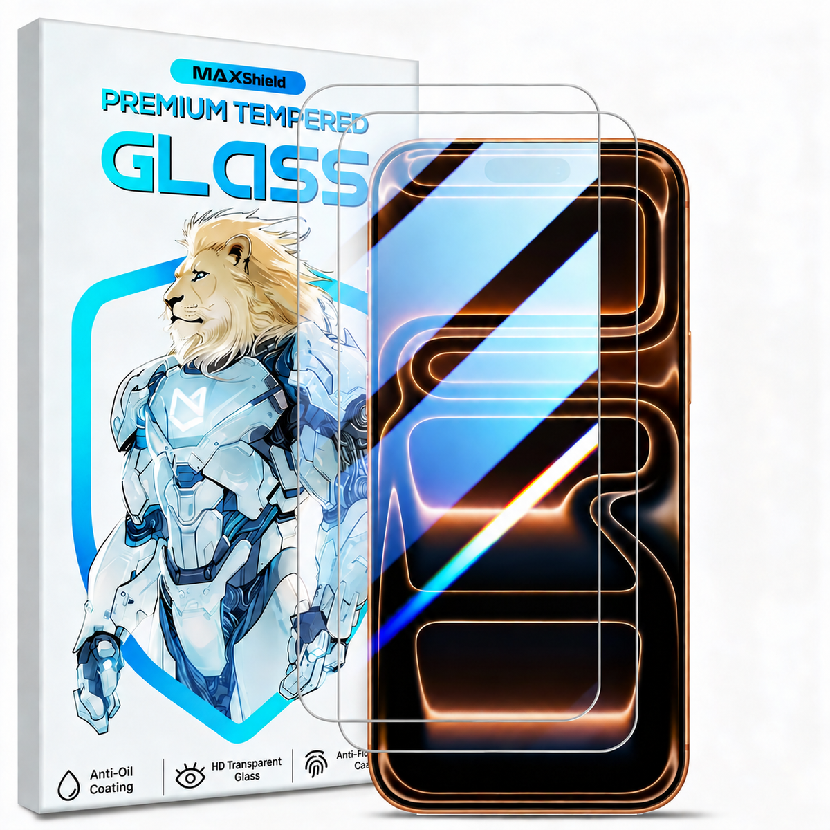 2-Pack MAXSHIELD Tempered Glass Screen Protector for iPhone 18 Pro / Pro Max