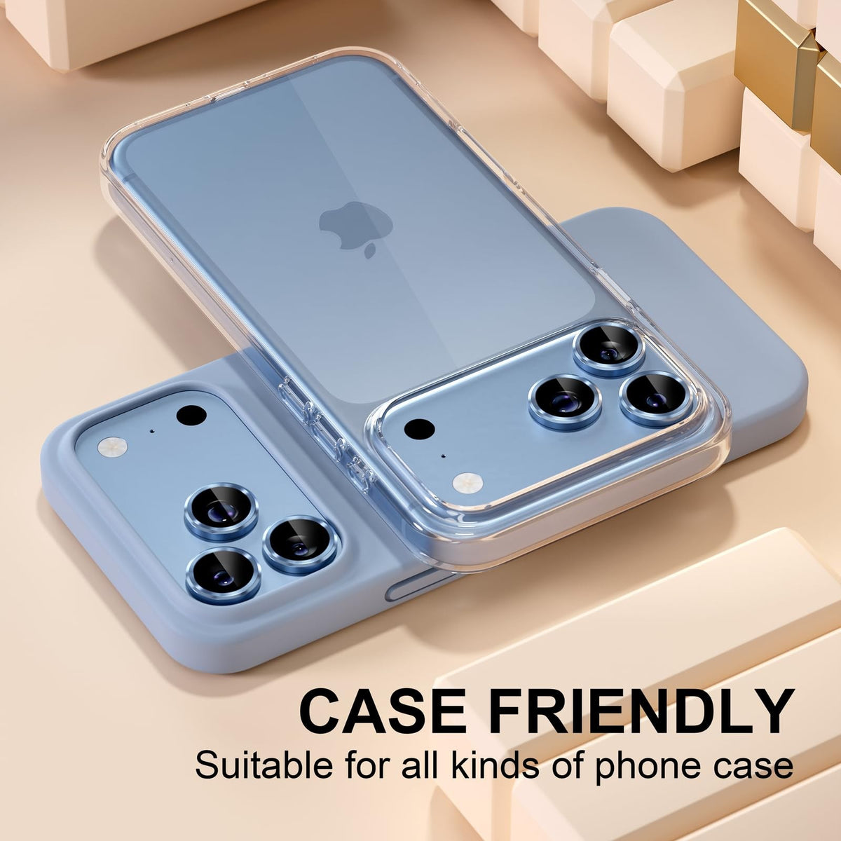 For iPhone 18 Pro Max Camera Lens Protectors, Metal Frame Tempered Glass - Silver - detail image 3