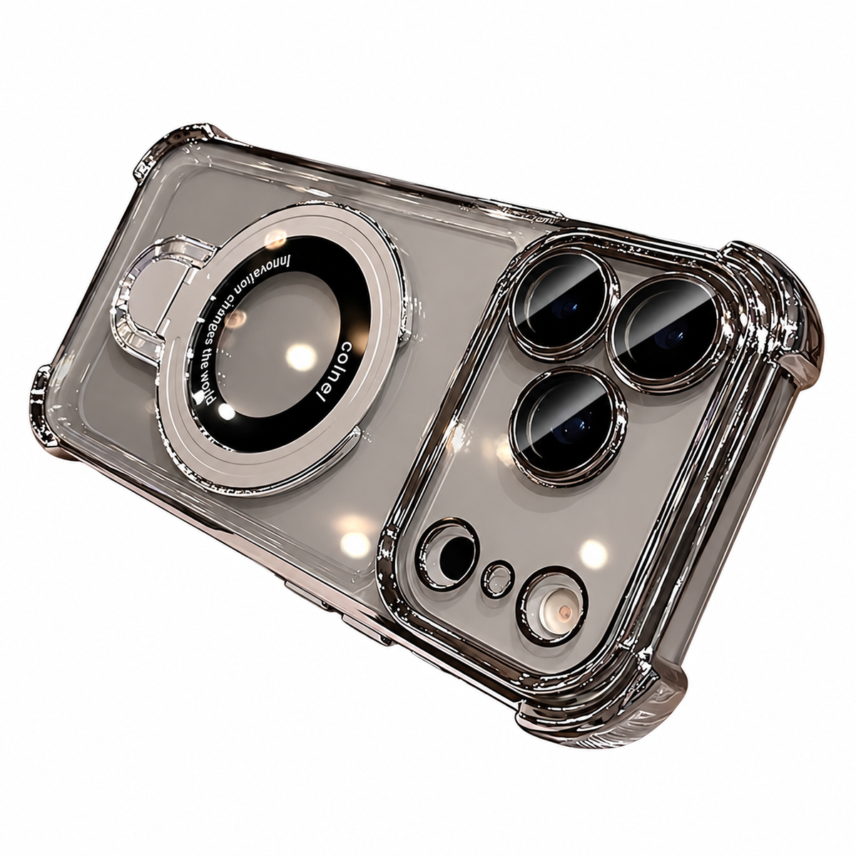 For iPhone 18 Pro Max Case, Compatible with MagSafe - 360-Degree Rotating Stand, Case Only, Grey