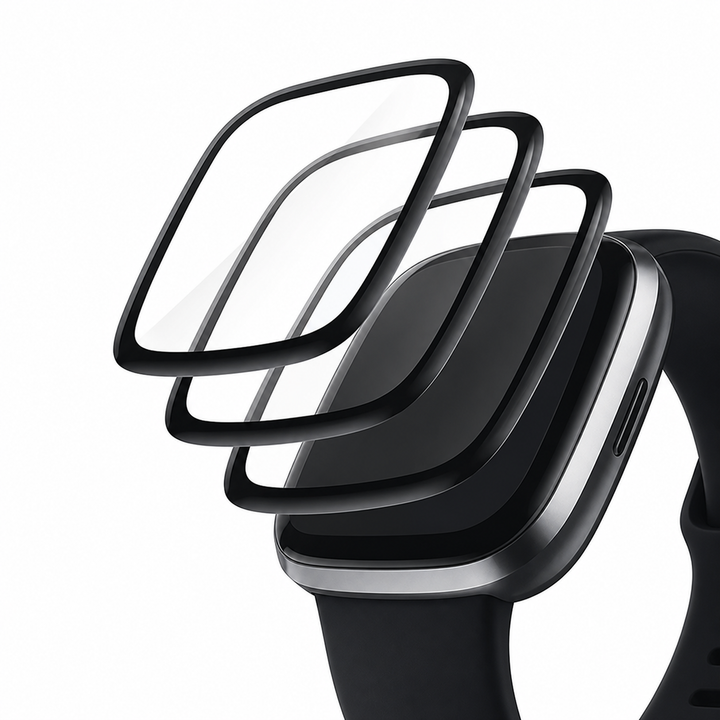 3 Pack MaxShield Screen Protector for Fitbit Versa and Sense – clean white background main image