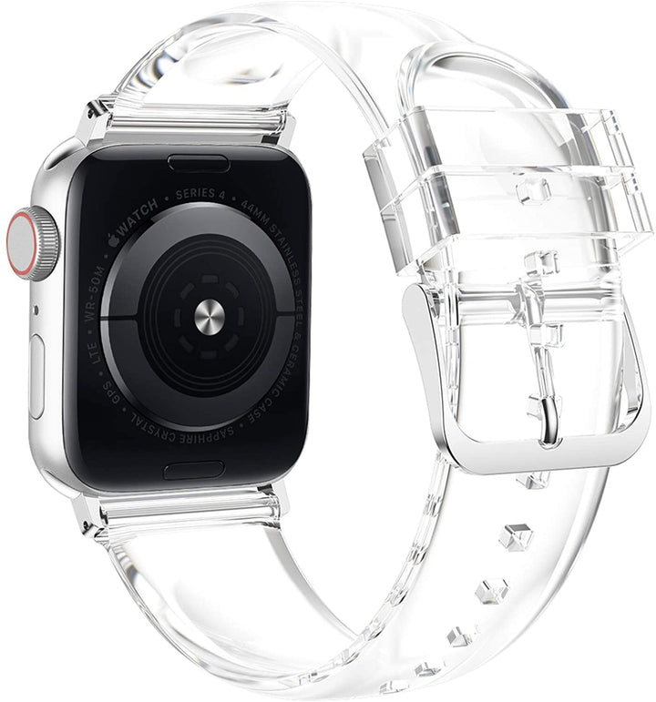 For Apple Watch 7 45/41 Silicone Clear Sports iWatch Band Strap Screen Protector – clean white background main image