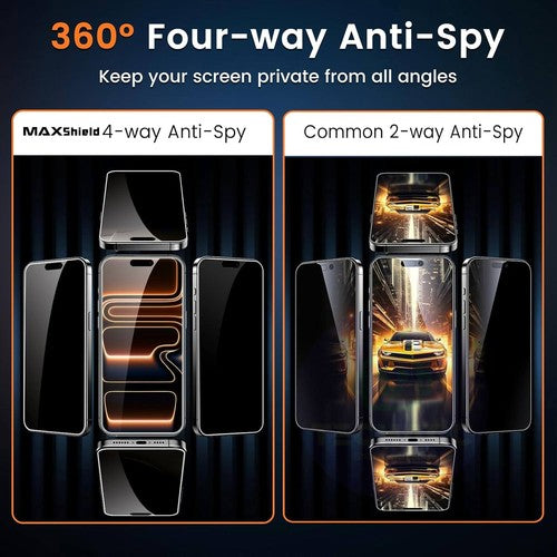 For iPhone 17 Pro Max 360° Privacy Tempered Glass Screen Protector 4Way Anti-Spy - image 3