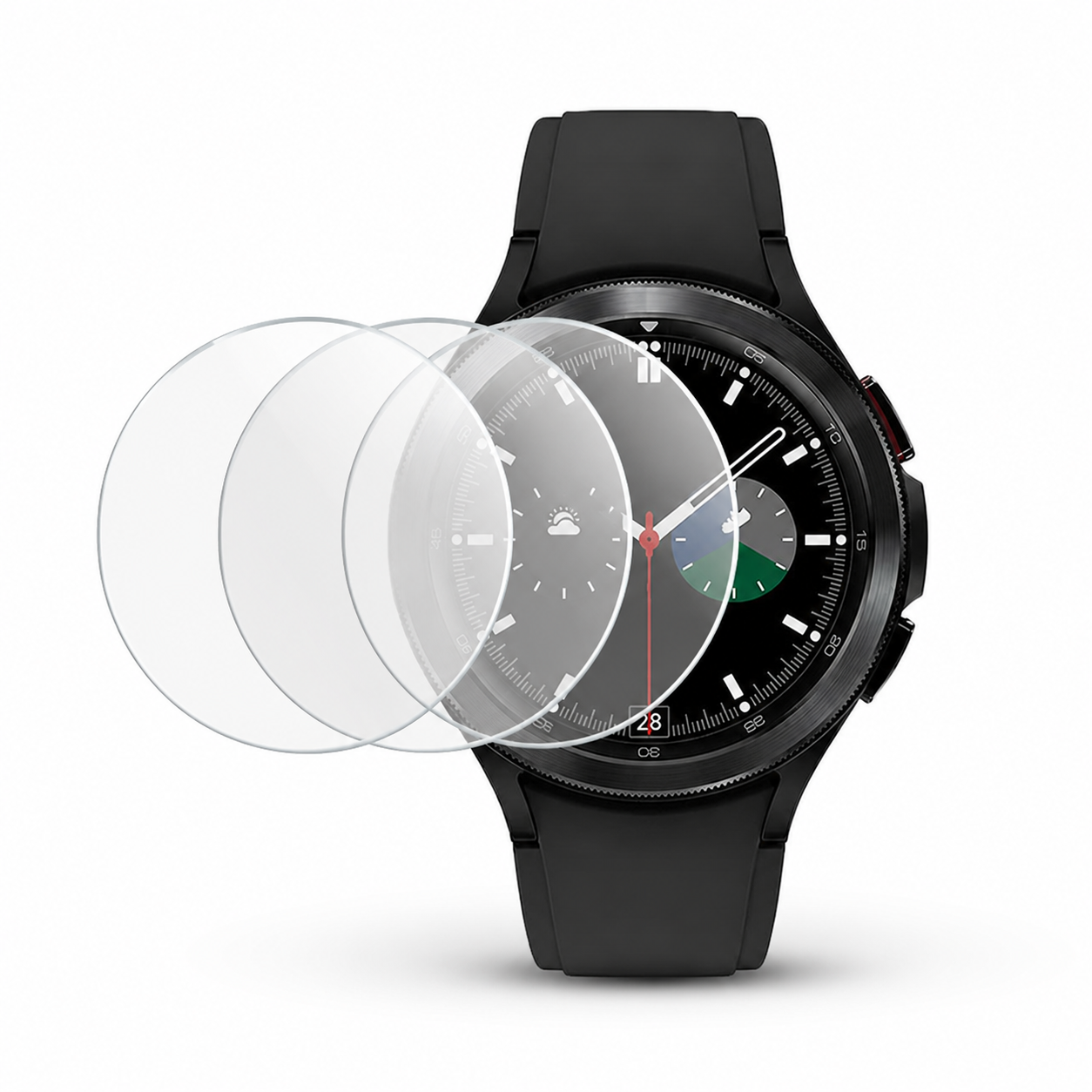MaxShield Screen Protector for Galaxy Watch 4 Classic 40 42 44 46 Tempered Glass – clean white background main image