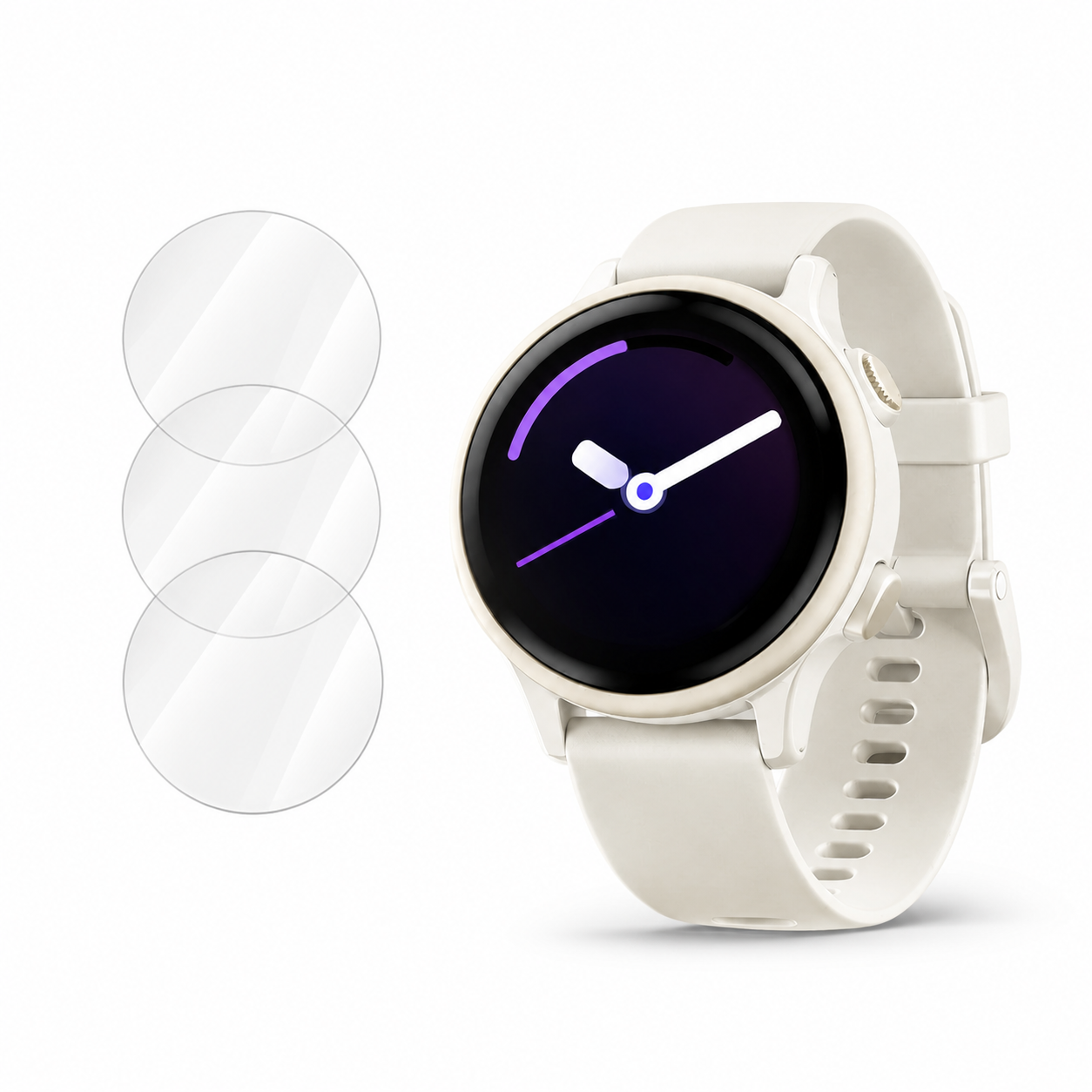 3 Pack Tempered Glass Screen Protector for Garmin Vivoactive, Vivomove and Epix – clean white background main image