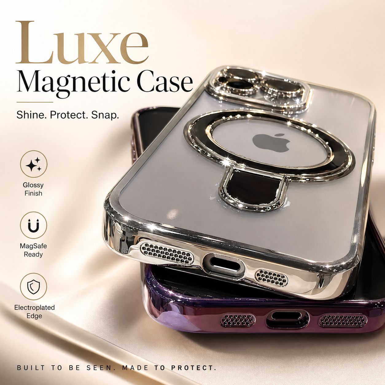 For iPhone 16 Series Magnetic MagSafe Ring Stand Shockproof Case - image 3