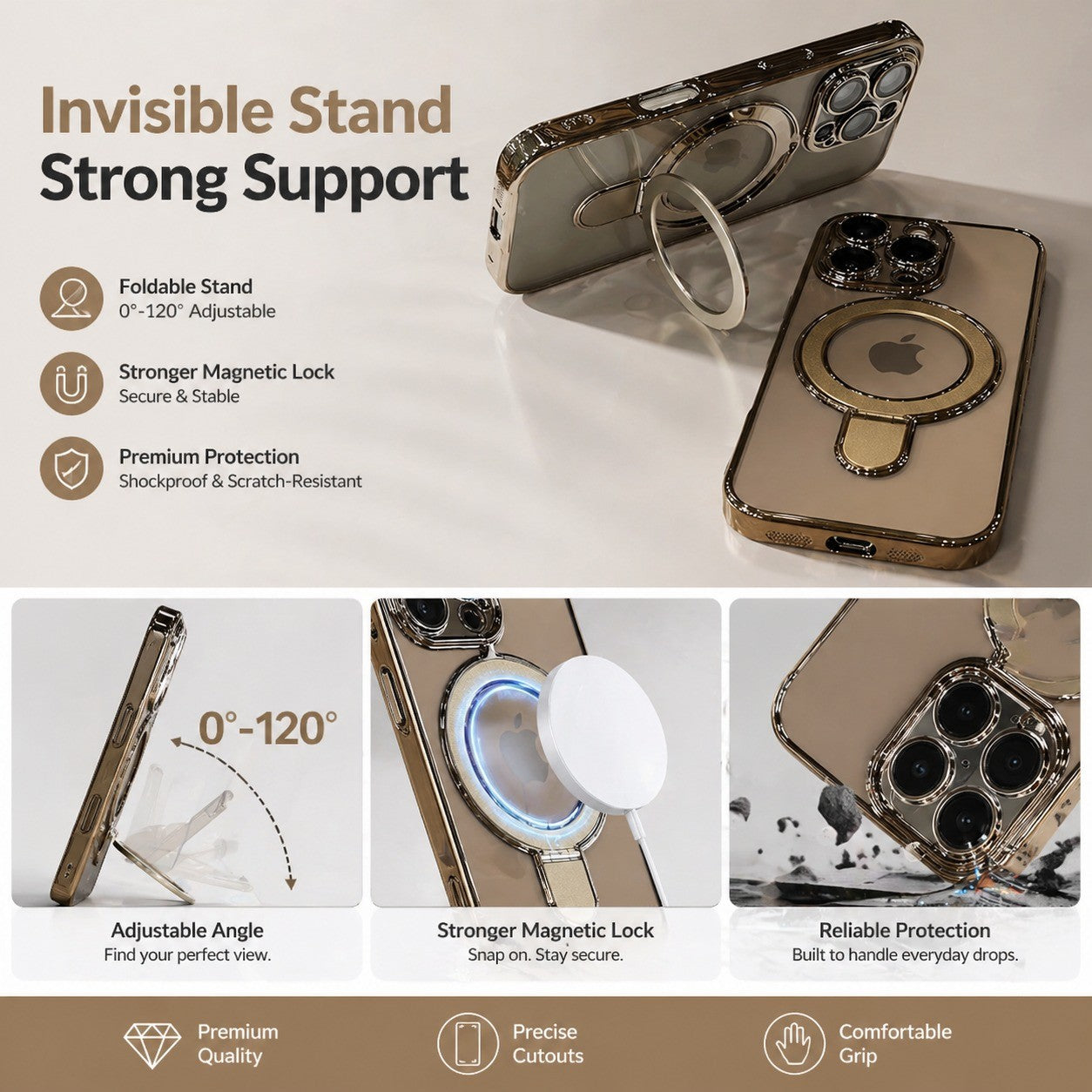For iPhone 16 Series Magnetic MagSafe Ring Stand Shockproof Case - image 4