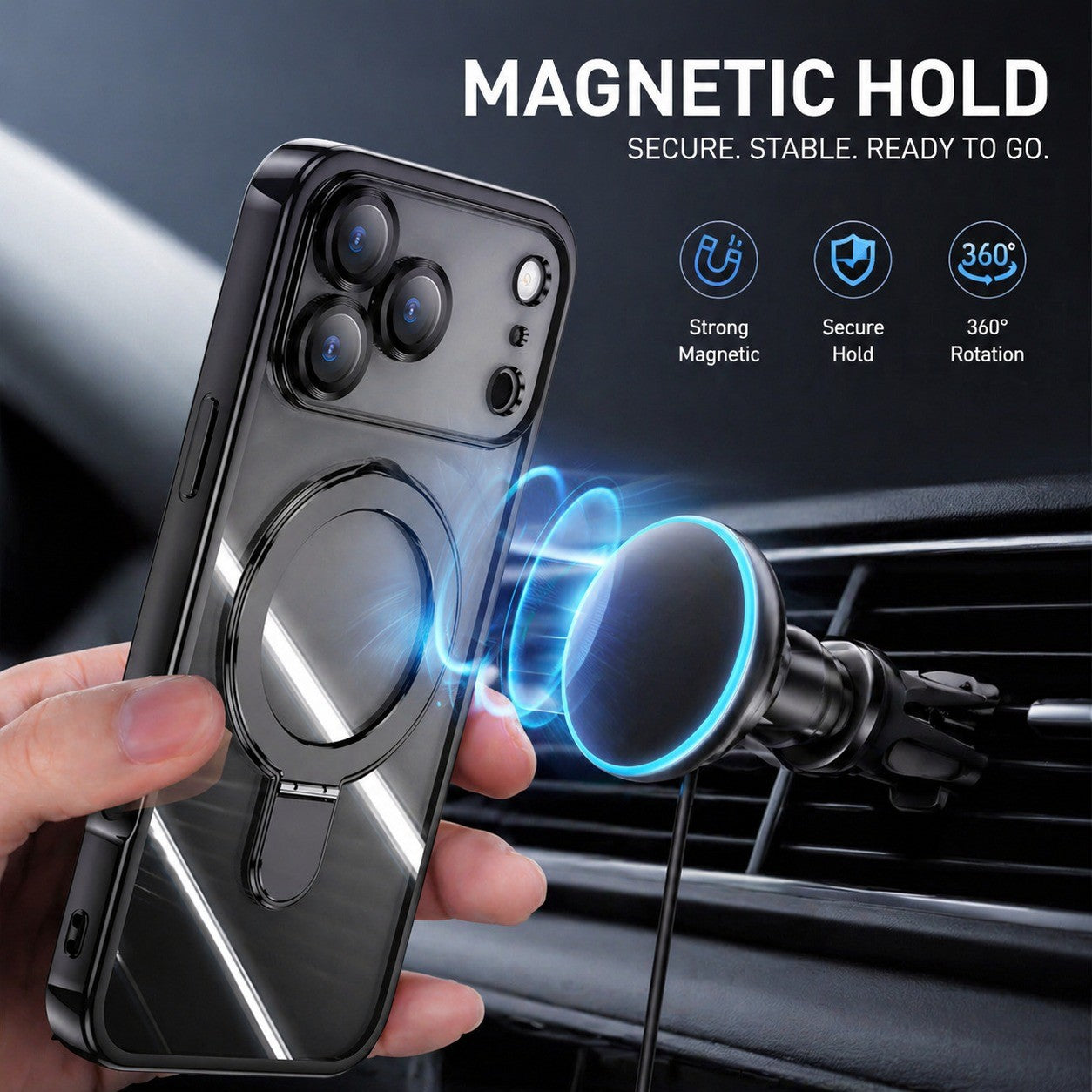 For iPhone 17 Series Magnetic MagSafe Ring Stand Shockproof Case - image 8