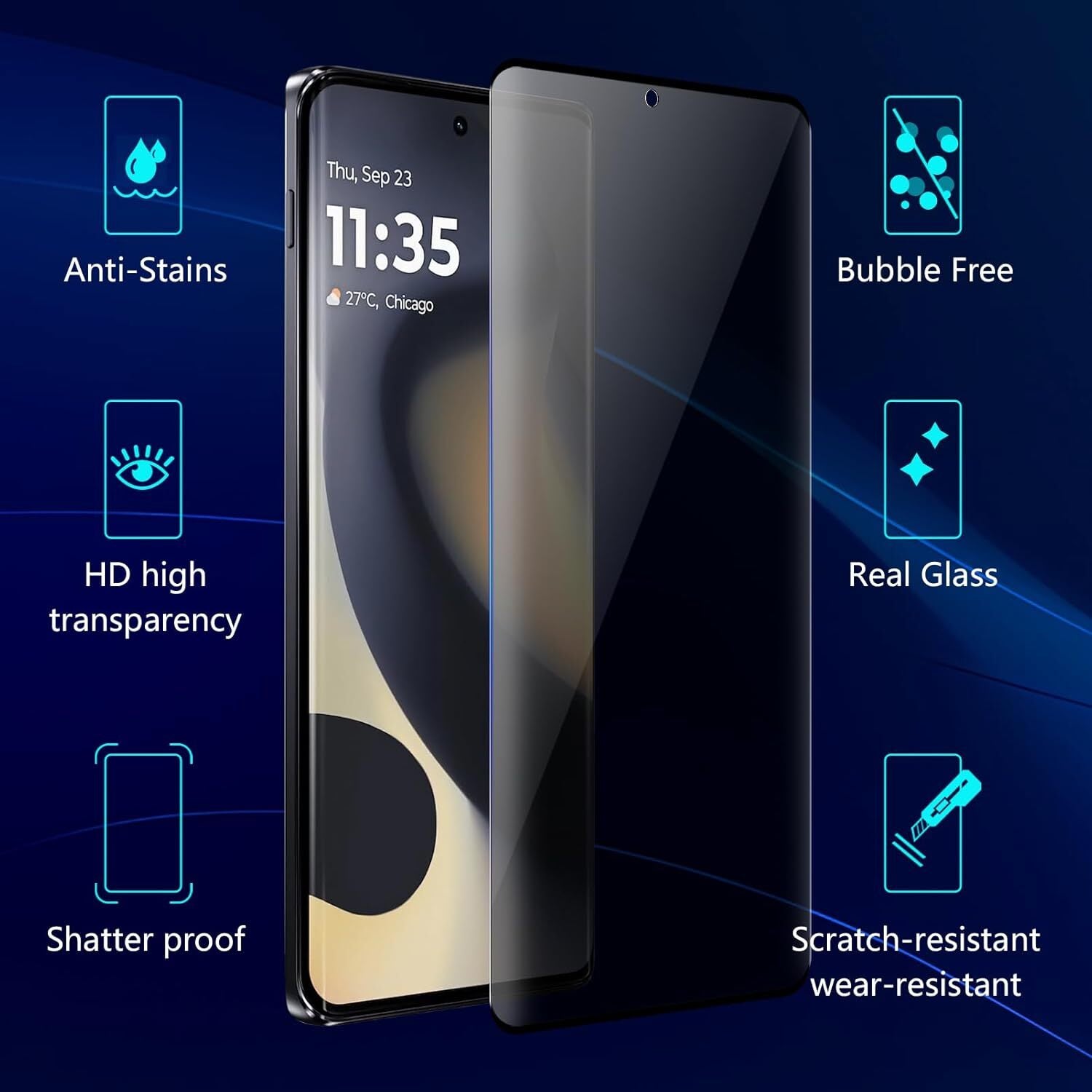 Motorola Edge Series Privacy Tempered Glass Screen Protector - image 3