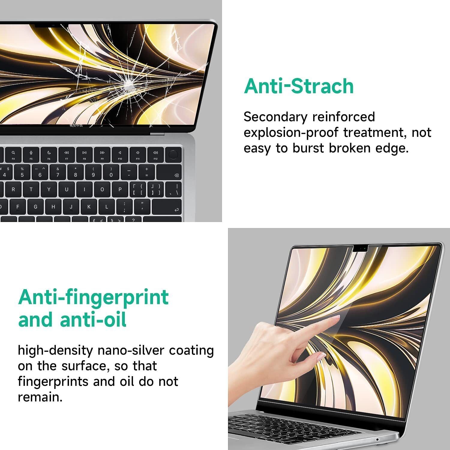 2 Pack For Macbook M3 Pro 14" 16" Clear Matte Anti-blue Screen Protector