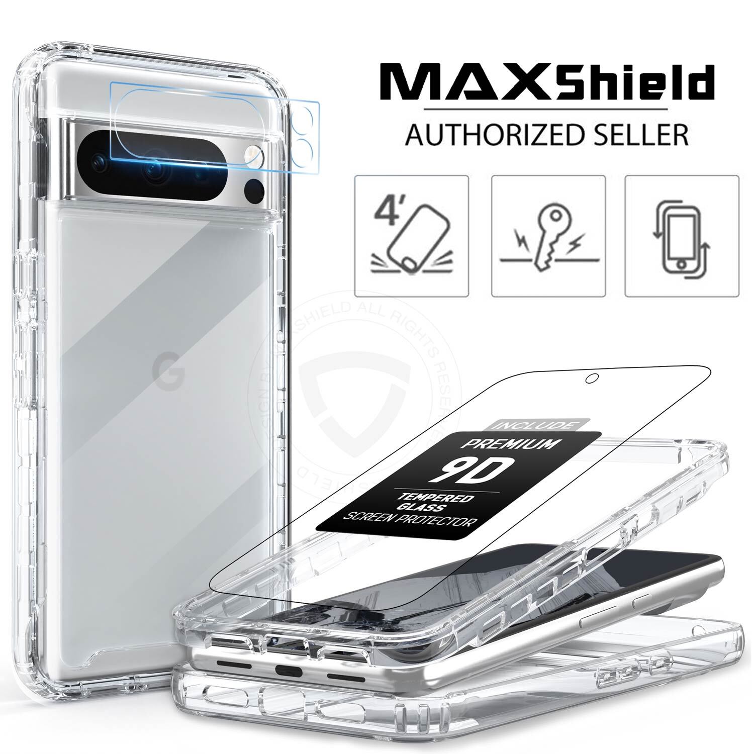 For Google Pixel 10/10 Pro/10 Pro XL Case Clear Shockproof Rugged Back Cover