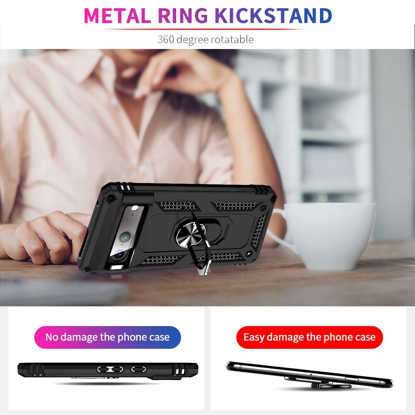 For Google Pixel 8 Pro Case Rugged Shockproof Heavy Duty Ring Cover