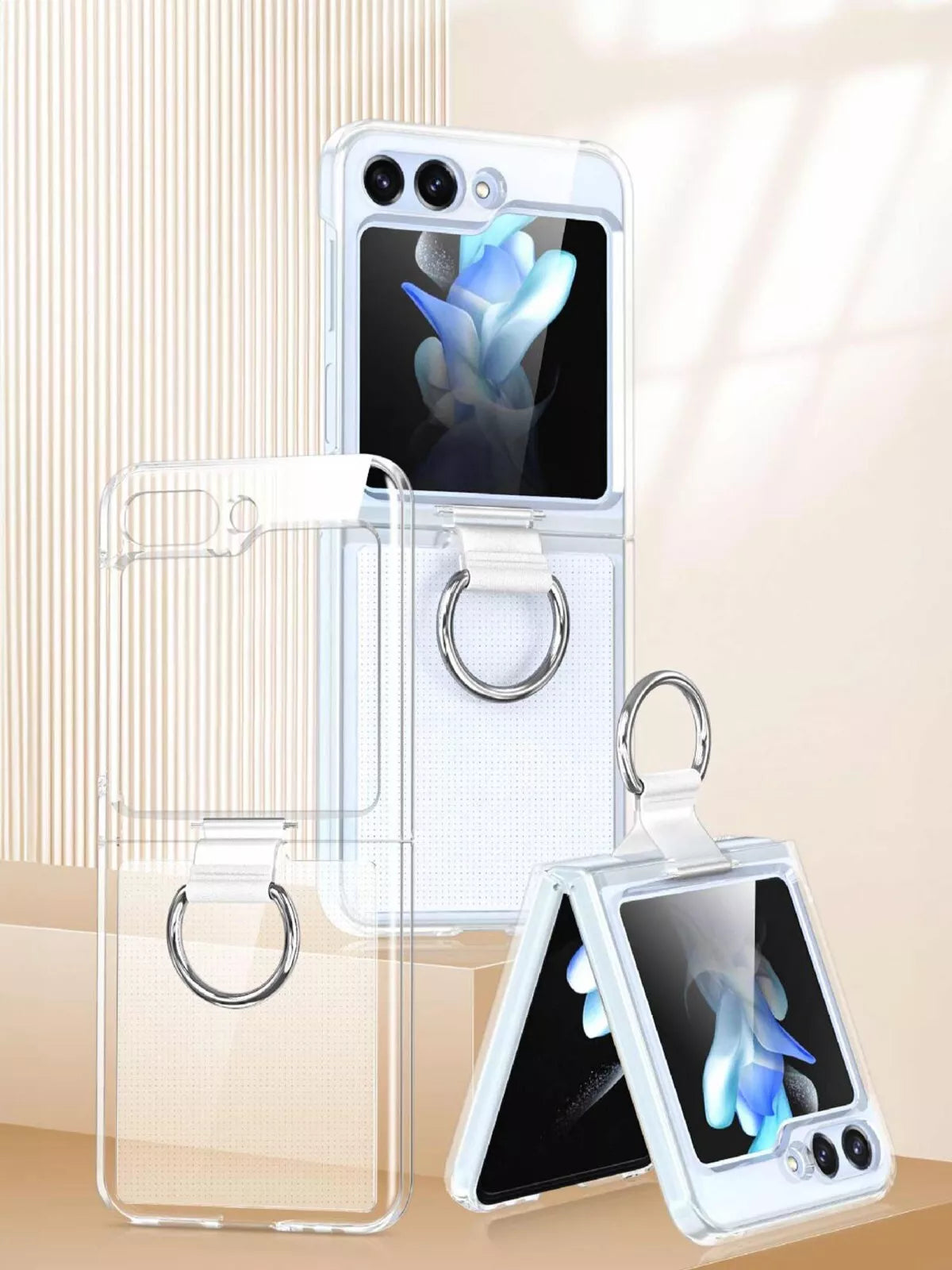 For Samsung Galaxy Z Flip 6 Hard Case Slim Clear Cover With Ring Holder