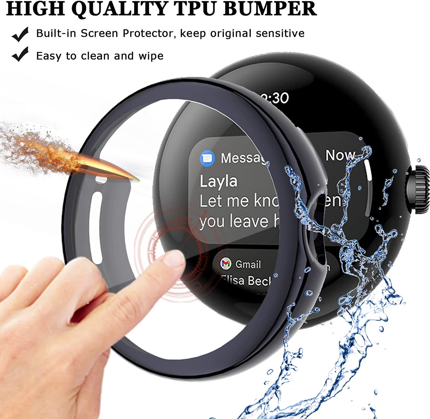 For Google Pixel Watch 2 Case Clear Glass 360 Full Body Cover Screen Protector