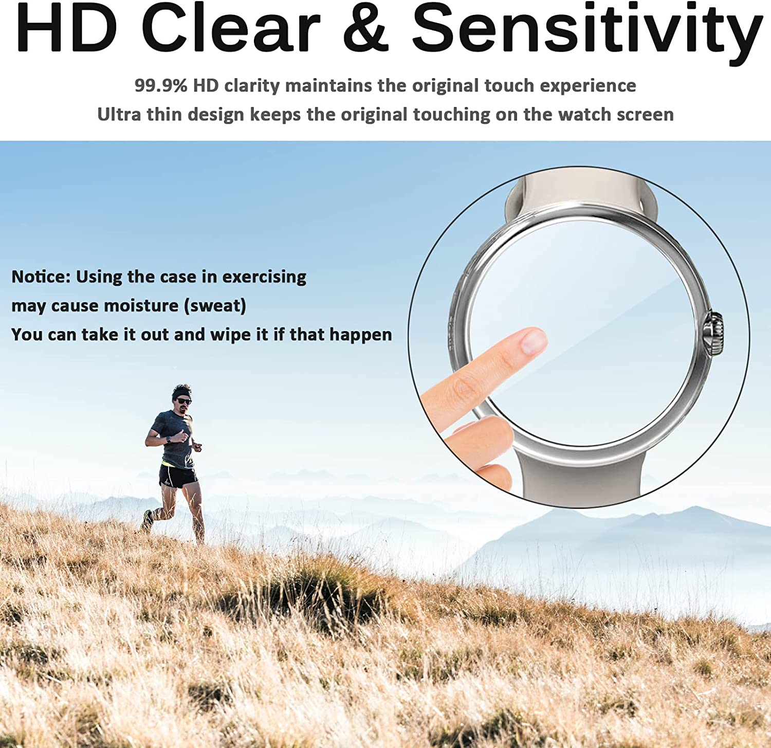 For Google Pixel Watch 2 Case Clear Glass 360 Full Body Cover Screen Protector