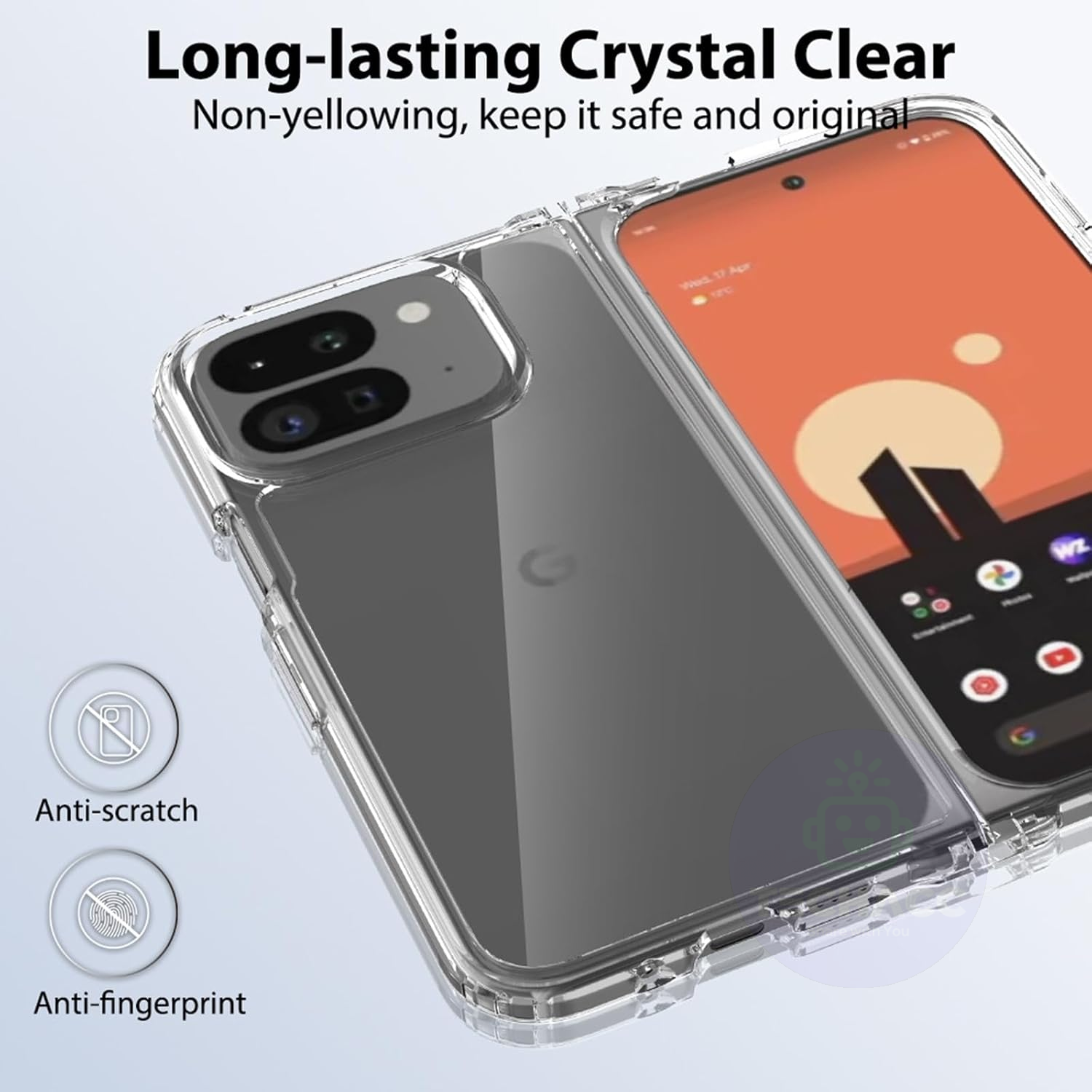 For Google Pixel 9 Pro Fold Clear Case Shockproof Cover + Screen Protector