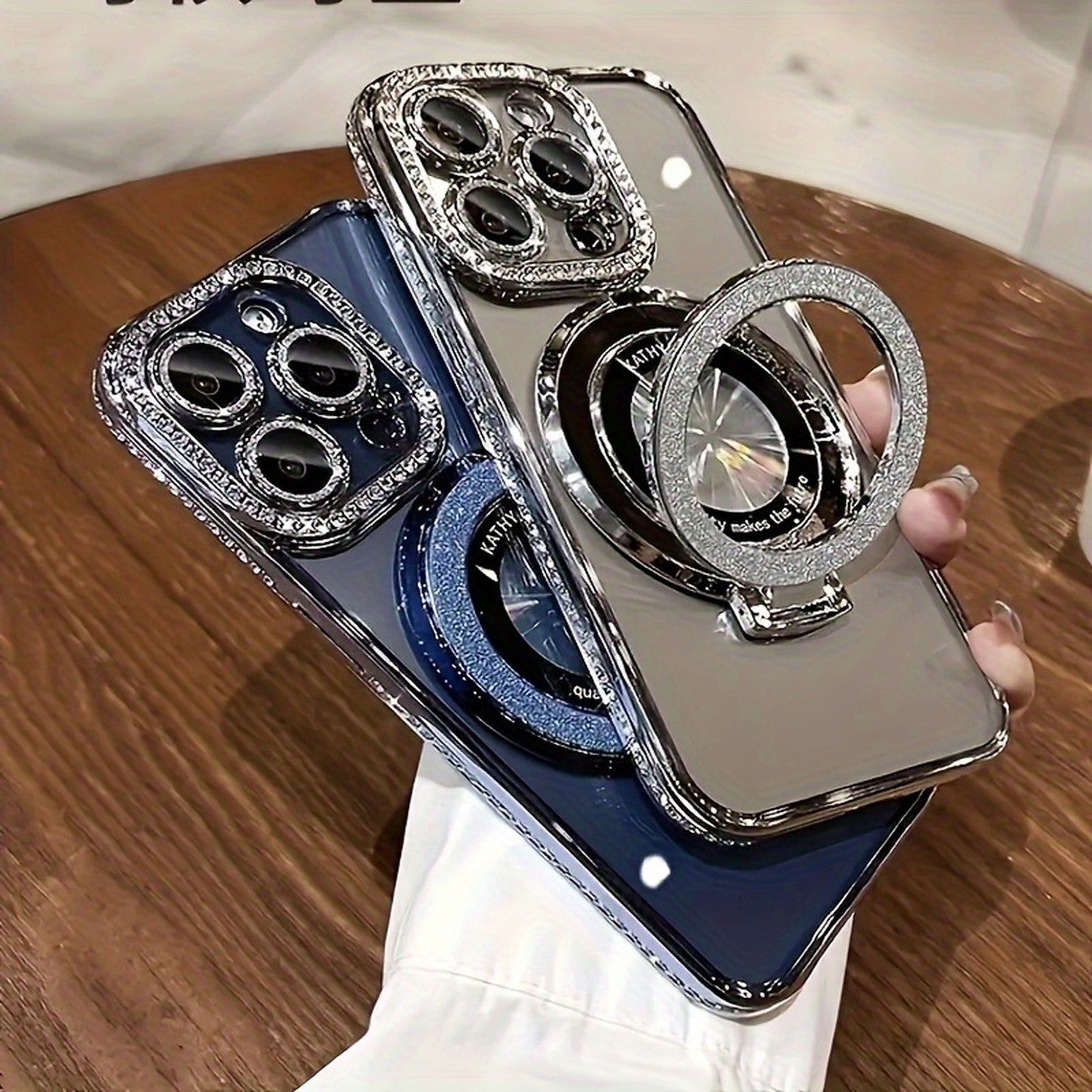 For iPhone 17 Pro Max Air Case Magsafe Case Stand Glitter Diamond Girl Cover