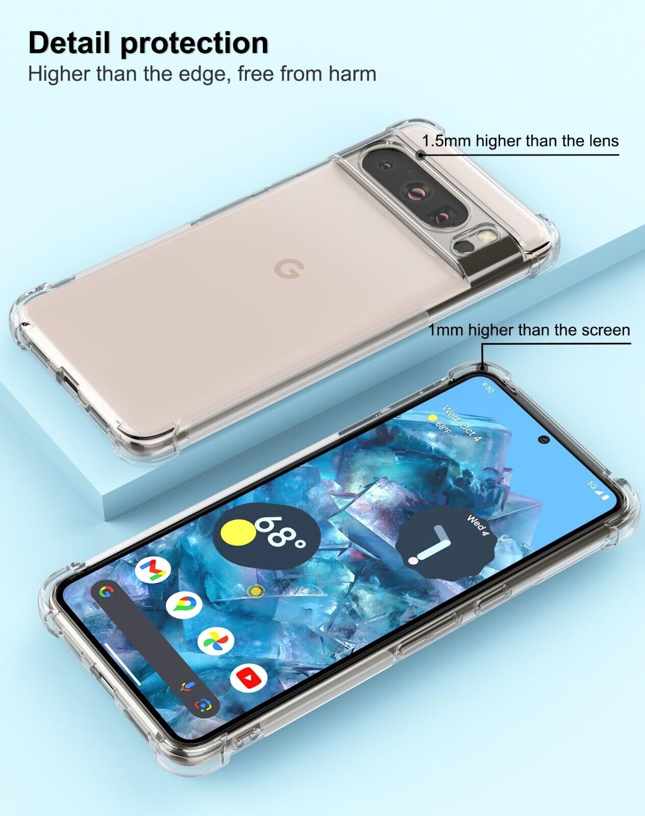 For Google Pixel 9 Pro XL Case Clear Shockproof Bumper Cover