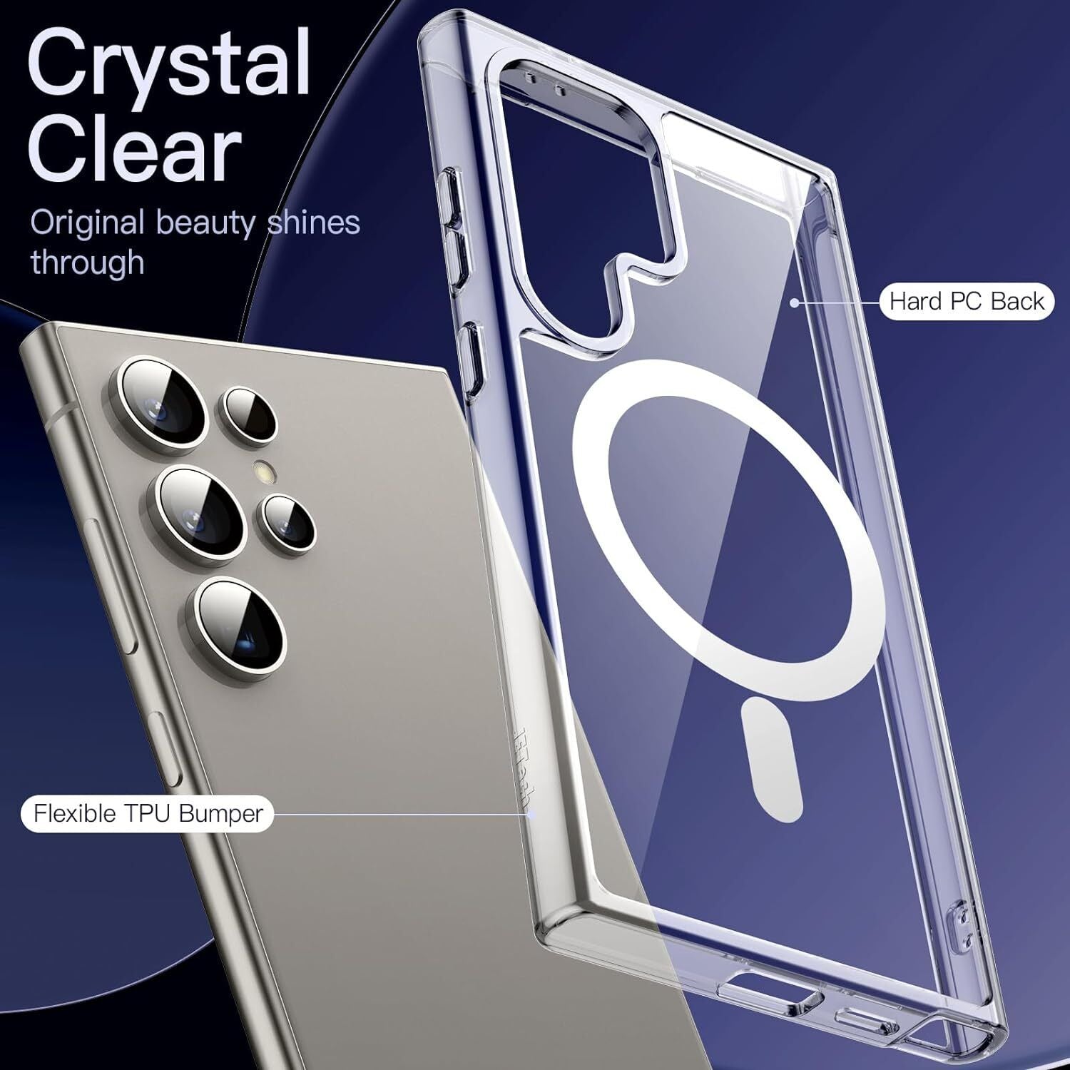 For Samsung S24 Ultra Plus Case Clear Shockproof Magnetic Cover