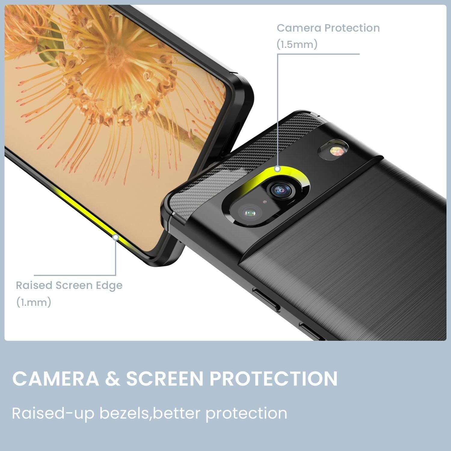 For Google Pixel 8 Pro Case Shockproof Carbon Fiber Heavy Duty Cover