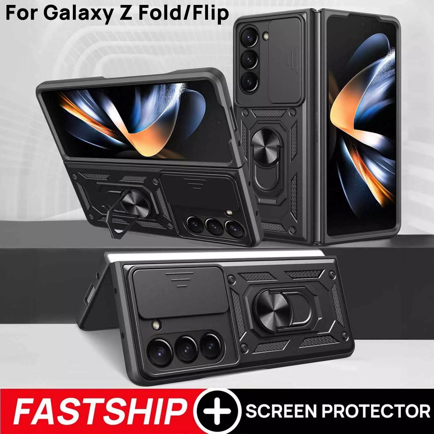 For Samsung Galaxy Z Flip Fold 6 Case Shockproof Rugged Ring Holder Cover