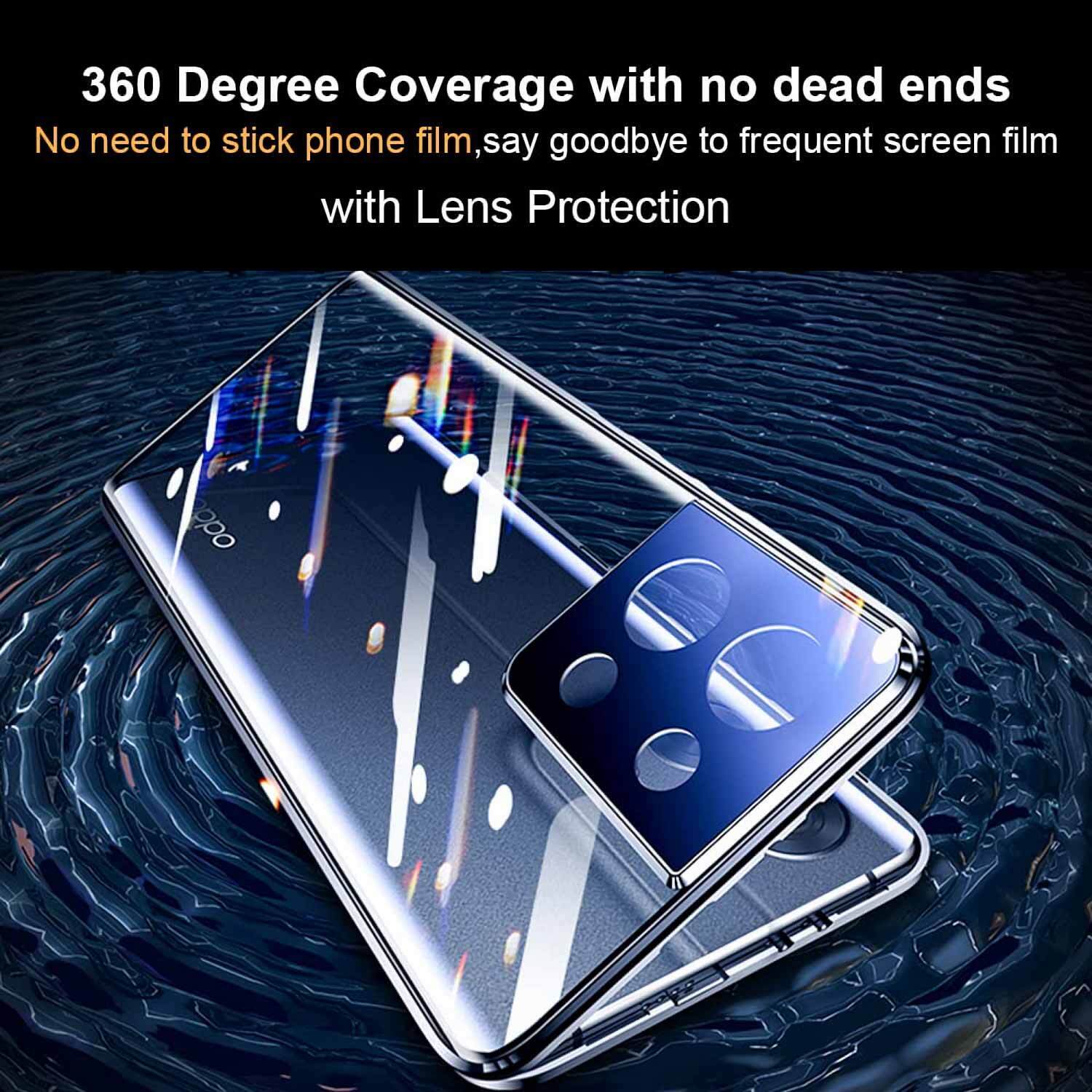 For OPPO A98 A78 Reno 10 5G Case 360° Magnetic Metal Double-Side Glass Cover