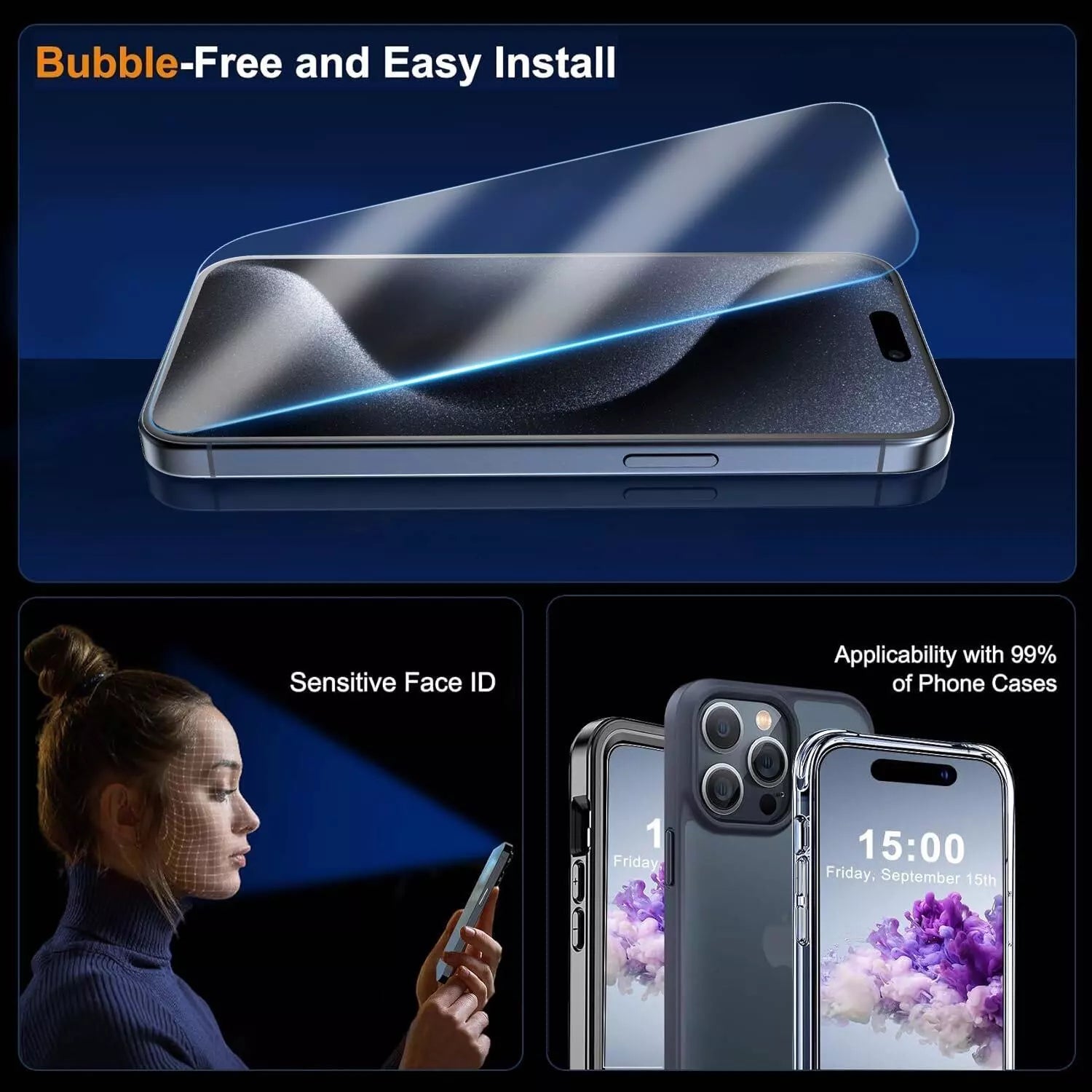 [2+2 Pack] MaxShield PureClear Tempered Glass Film + Camera Lens Protector for iPhone 16 Pro Plus Max