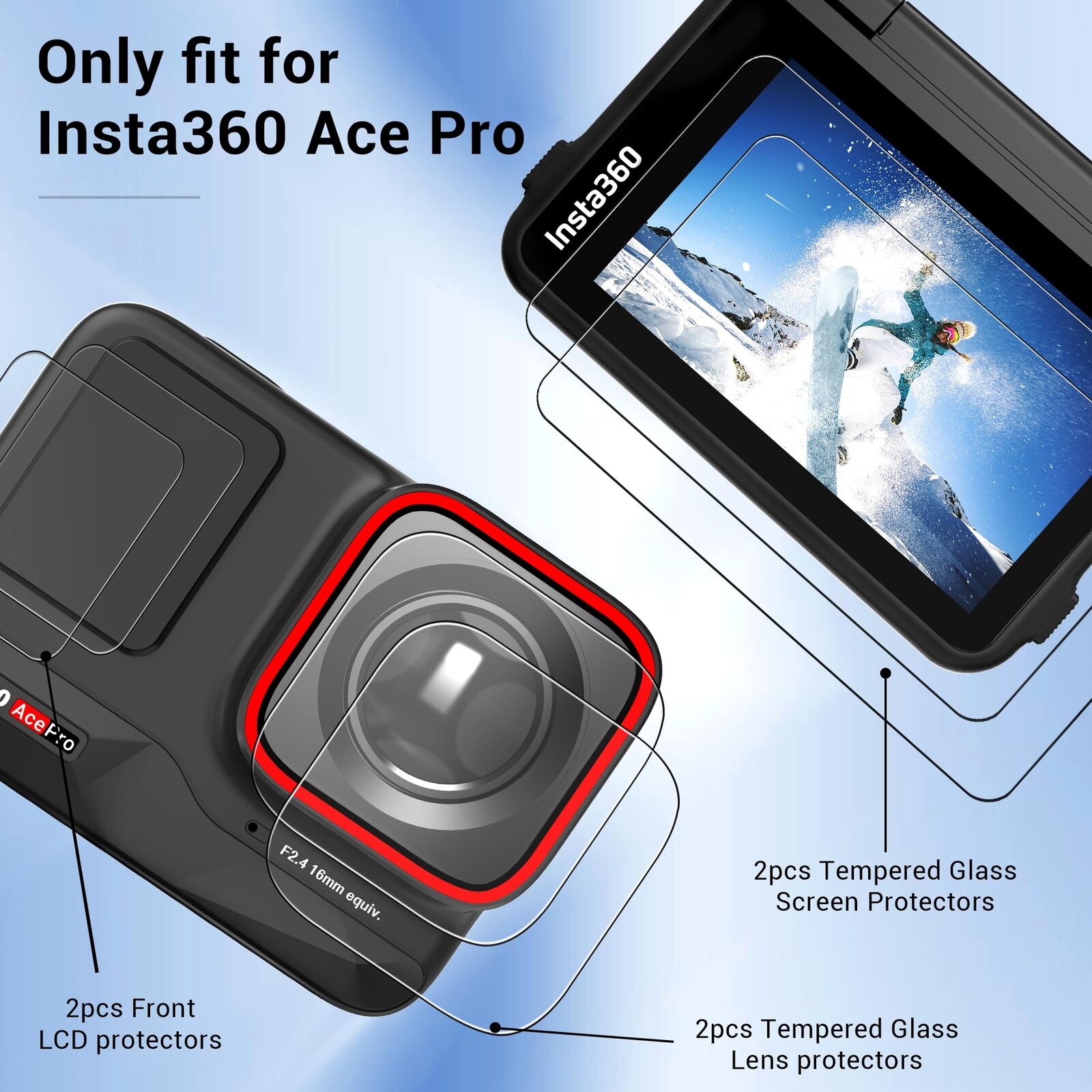 For Insta 360 ACE Pro ONE RS Go 3 Tempered Glass Screen Camera Protector