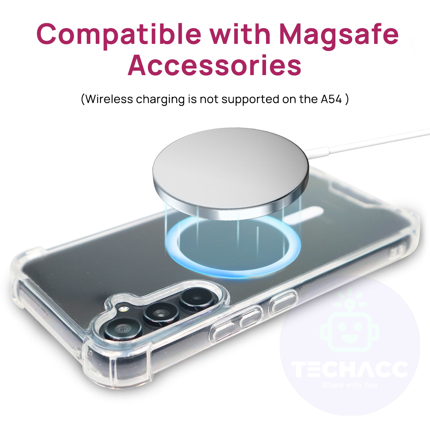 For Samsung A15 A35 A55 A34 A54 A23 5G Case Clear Shockproof Magnetic Cover