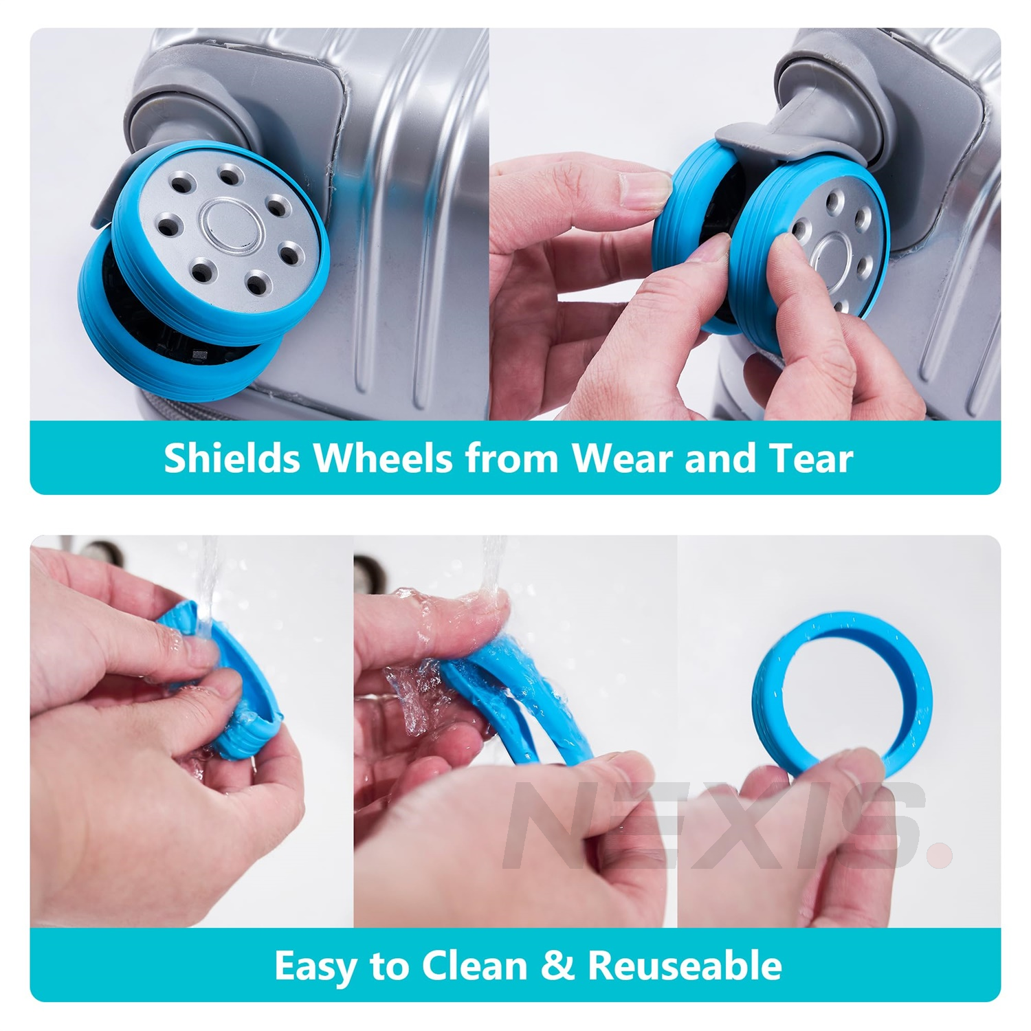 2-8x Luggage Wheel Silicone Covers Suitcase Wheels Protector Protection Sleeve