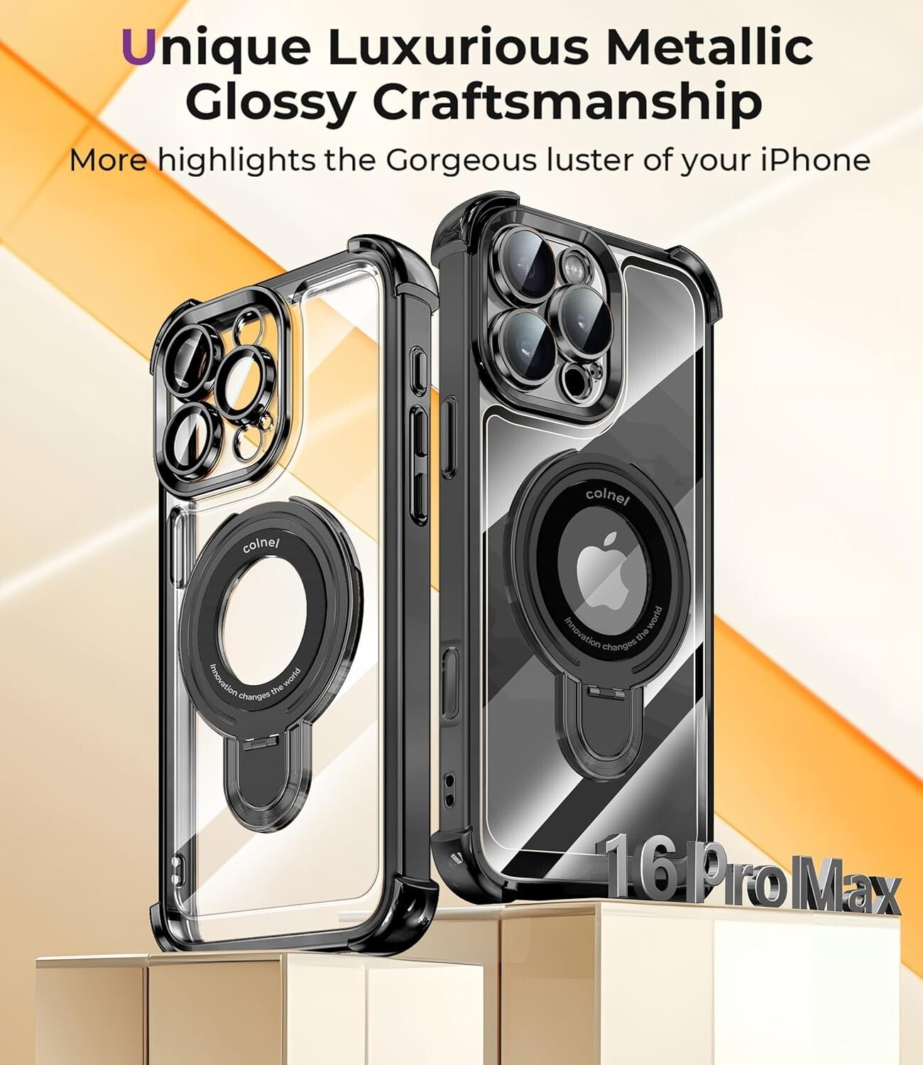 For iPhone 17 Pro Max Air Magnetic Case Clear Shockproof Kickstand Cover