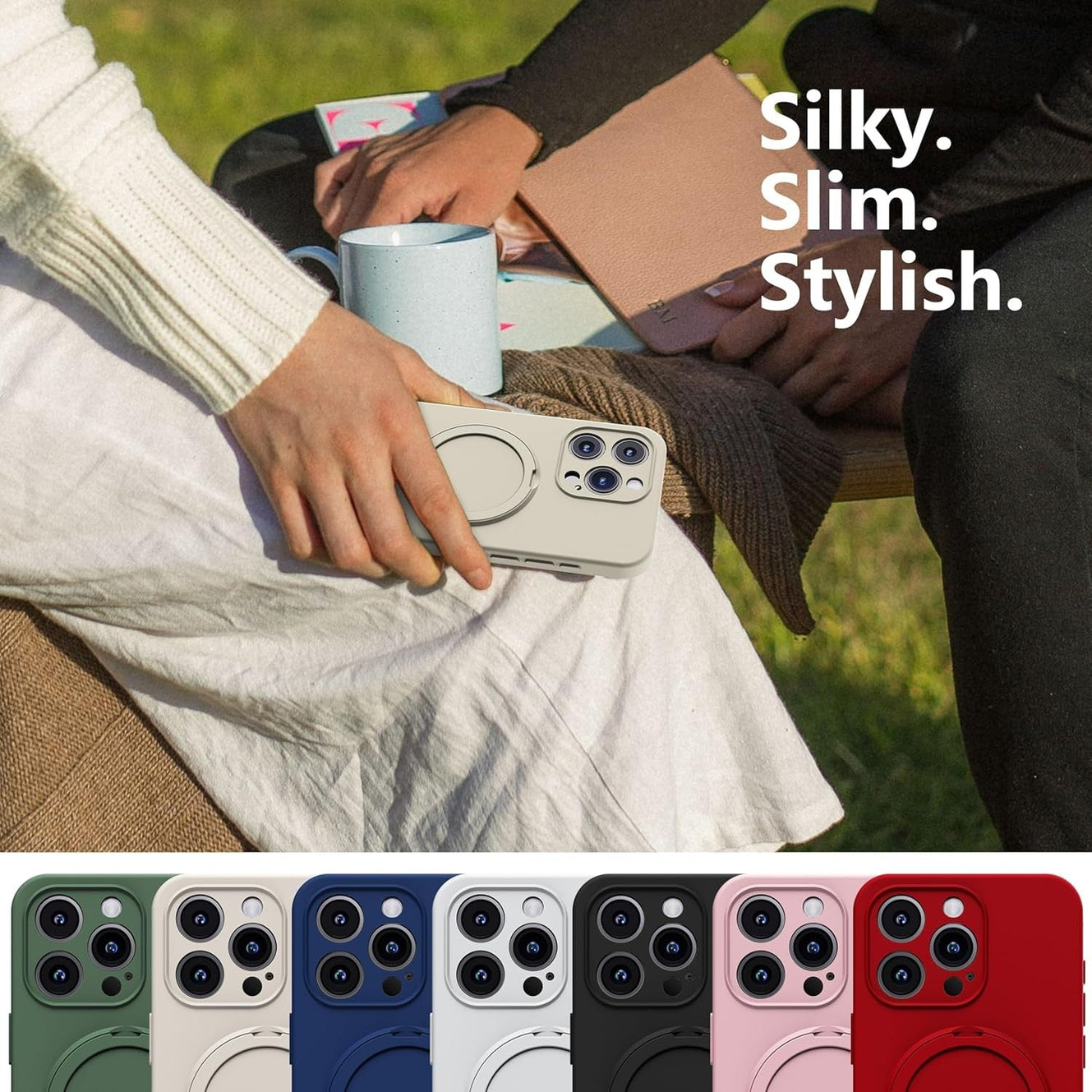 For iPhone 17 Pro Max Air Shockproof Magsafe Silicone Case Kickstand Cover