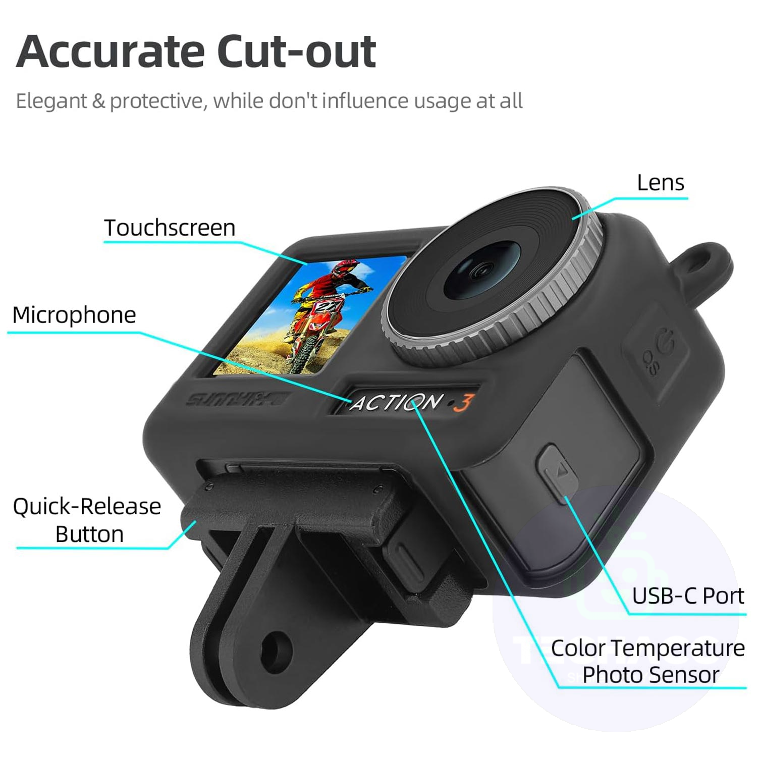 For Dji Osmo Action 4 3 Case Cover Camera Lens Cap Screen Shockproof Protection