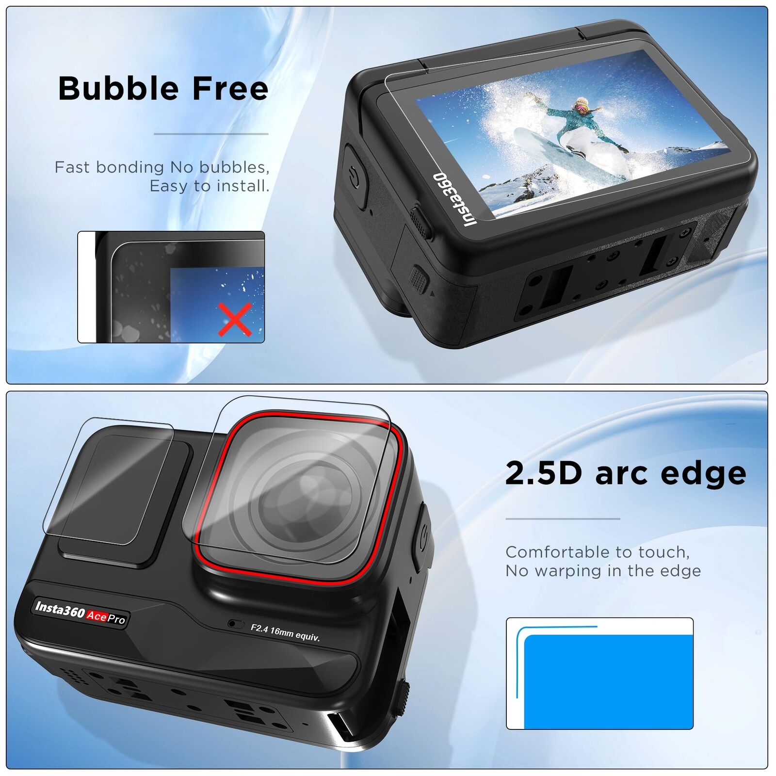 For Insta 360 ACE Pro ONE RS Go 3 Tempered Glass Screen Camera Protector