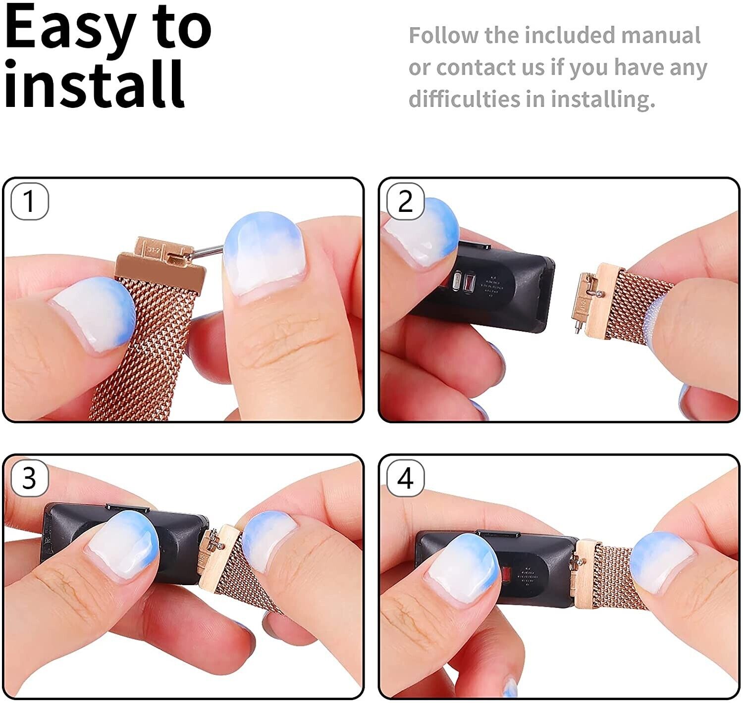 For Fitbit Inspire 3 Stainless Steel Magnetic Replacement Band