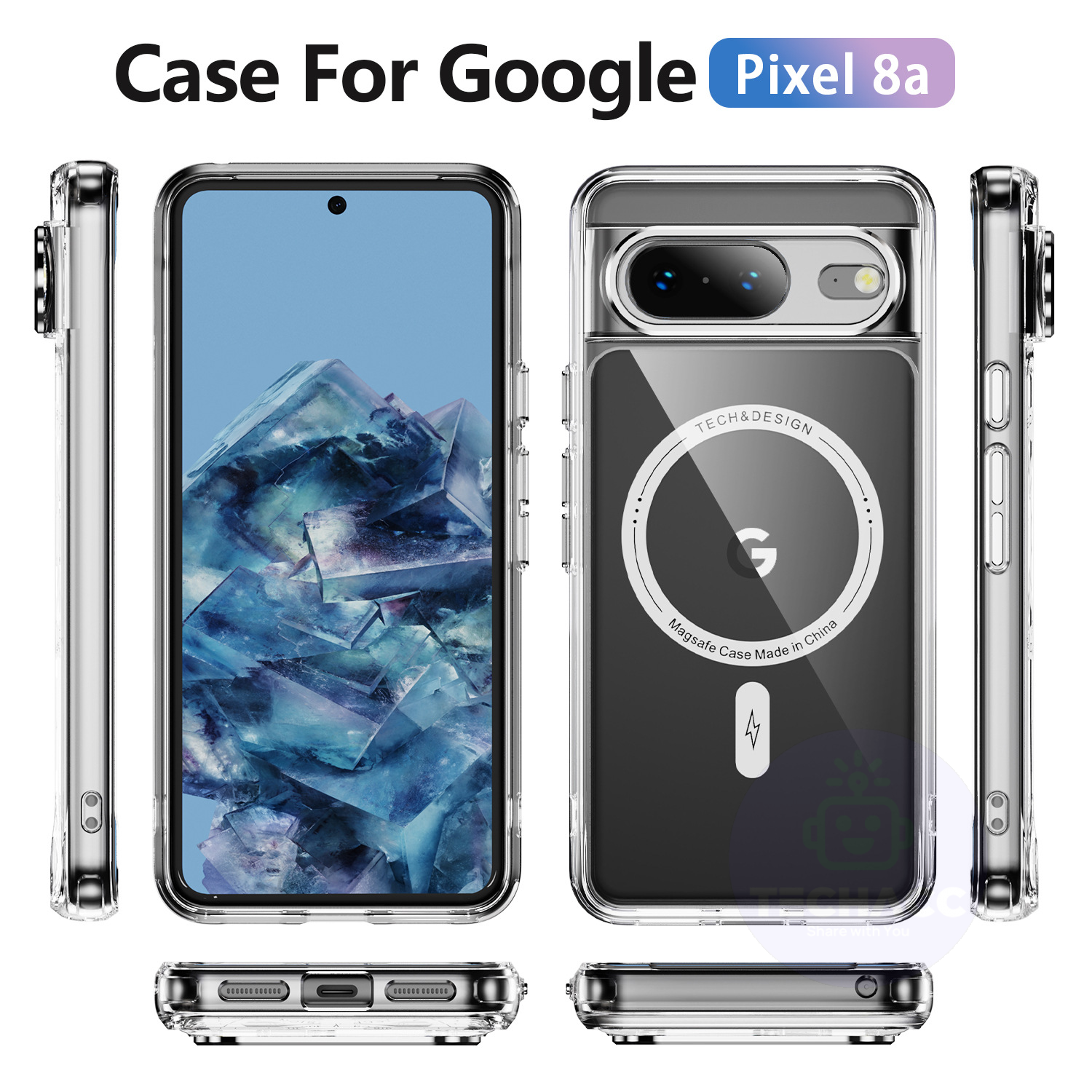 For Google Pixel 9 Pro XL Case Shockproof Clear Magnet Cover + Screen Protector