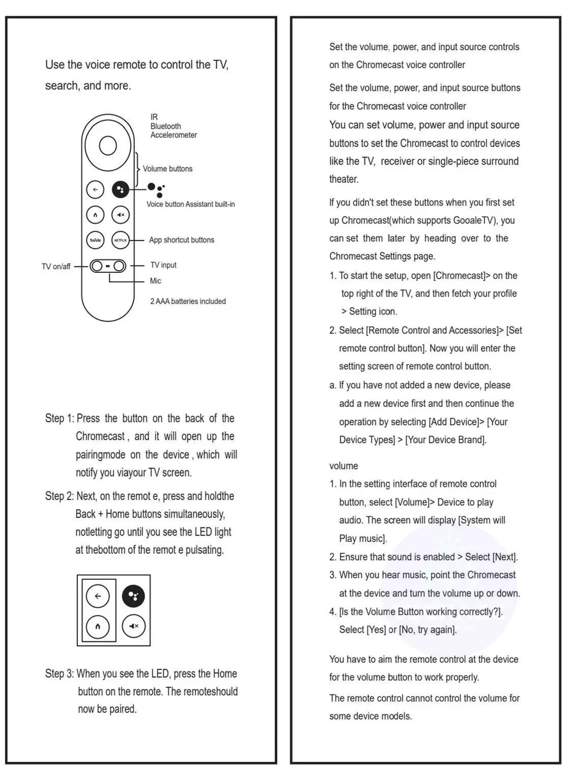 For Chromecast 4K Google TV Voice Bluetooth IR Remote Control G9N9N GZRNL AU