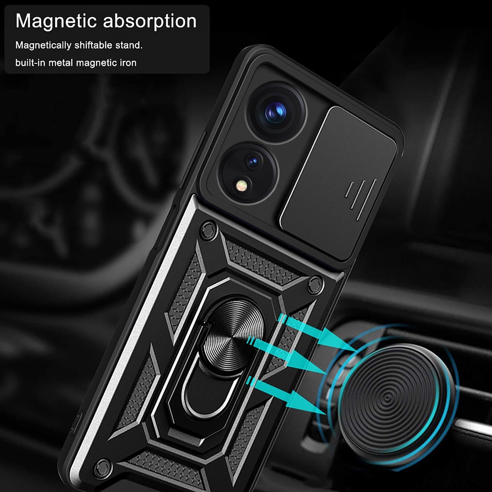 For OPPO A79 A58 A38 4G 5G Case Shockproof Magnetic Ring Holder Kickstand Cover