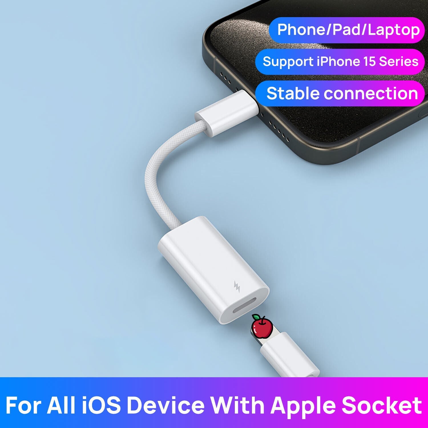 USB C Type C Male To iPhone IOS Female PD Fast Charging Port Adapter Cable