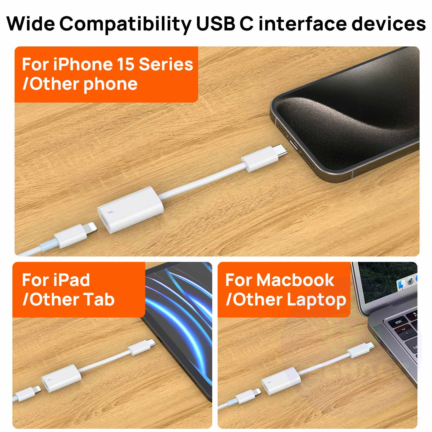 USB C Type C Male To iPhone IOS Female PD Fast Charging Port Adapter Cable