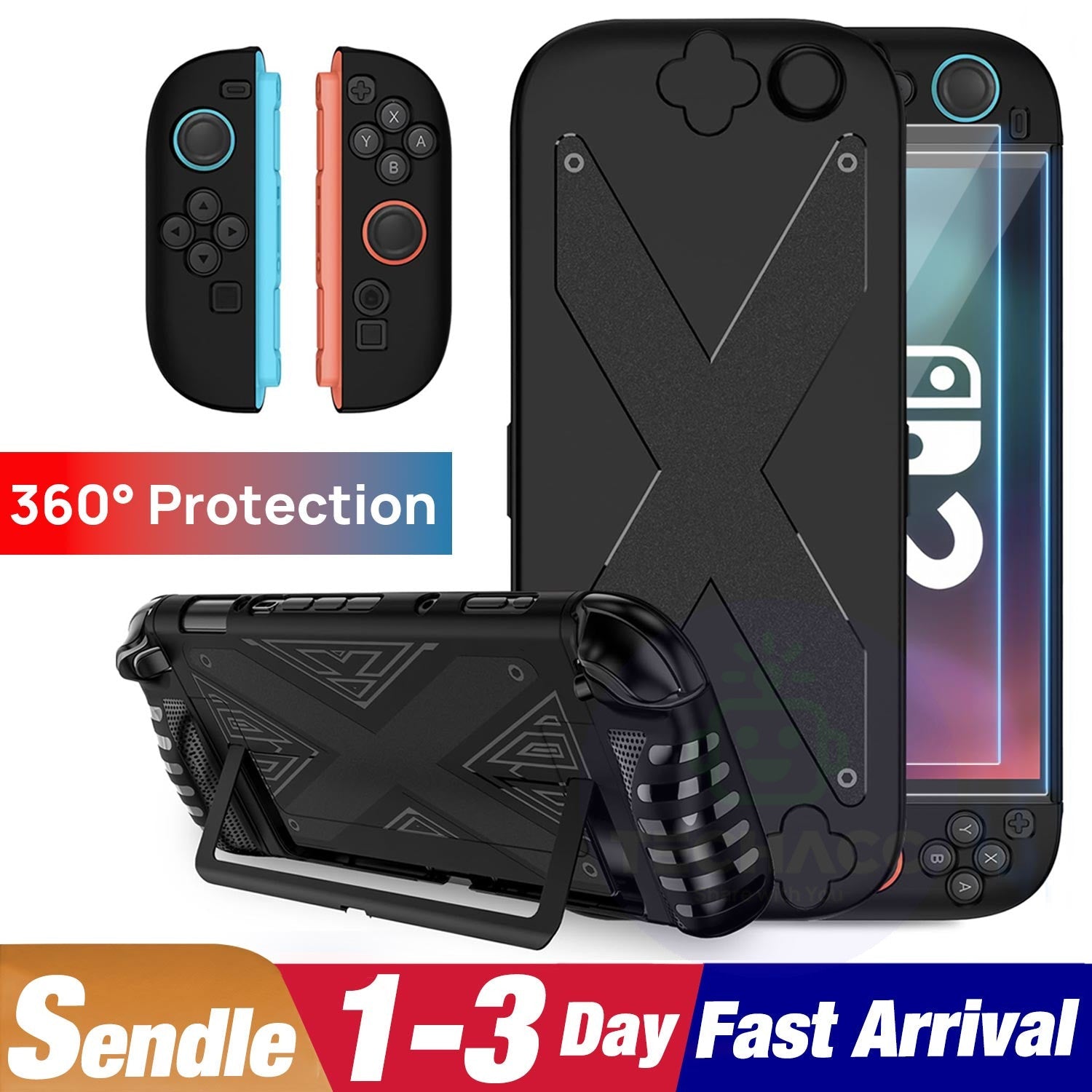 For Nintendo Switch 2 Case Dual Grip Dock Kickstand Full Cover Screen Protector