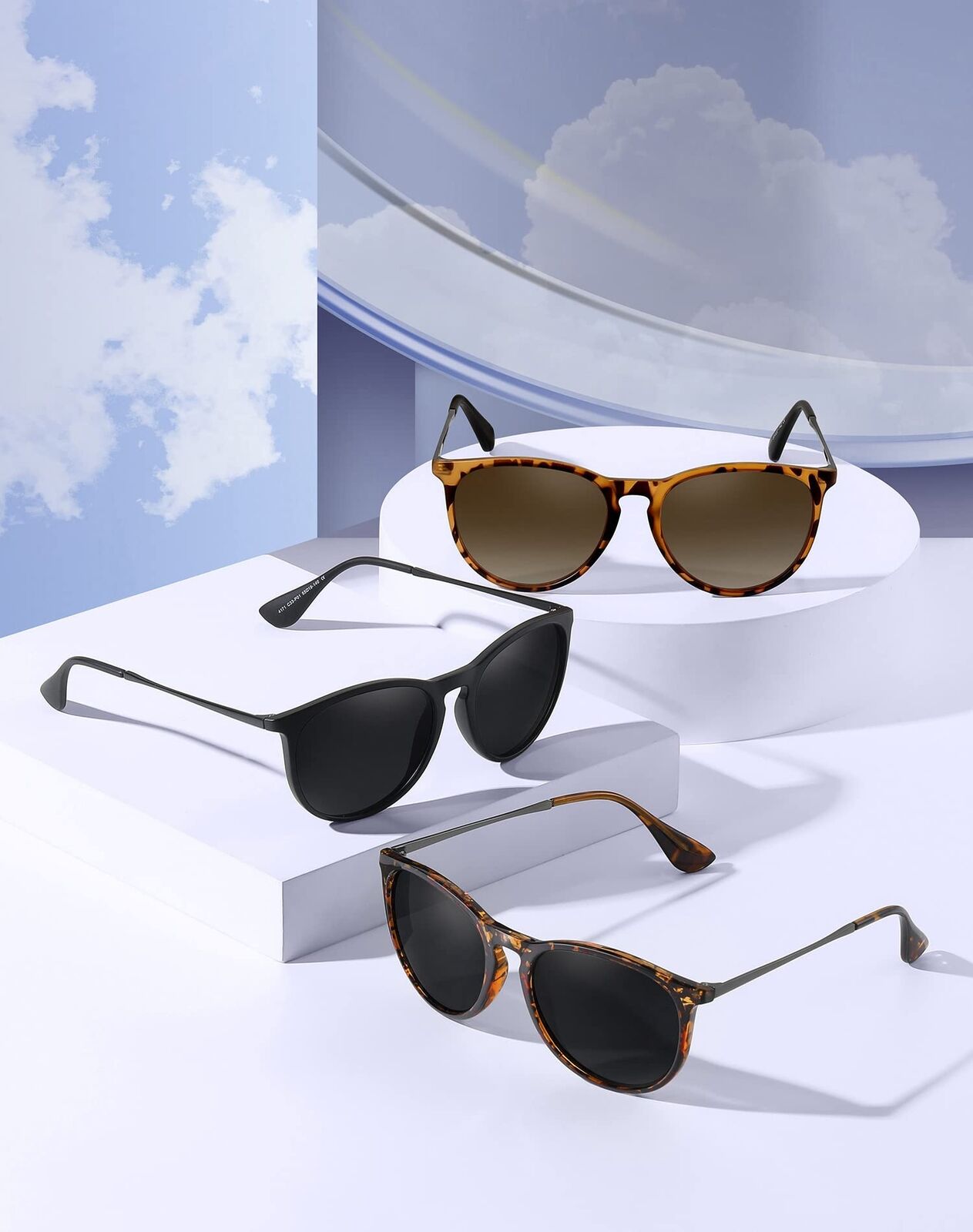 Women Polarized Sunglasses UV400 Protection Vintage Retro Round Mirrored Lens