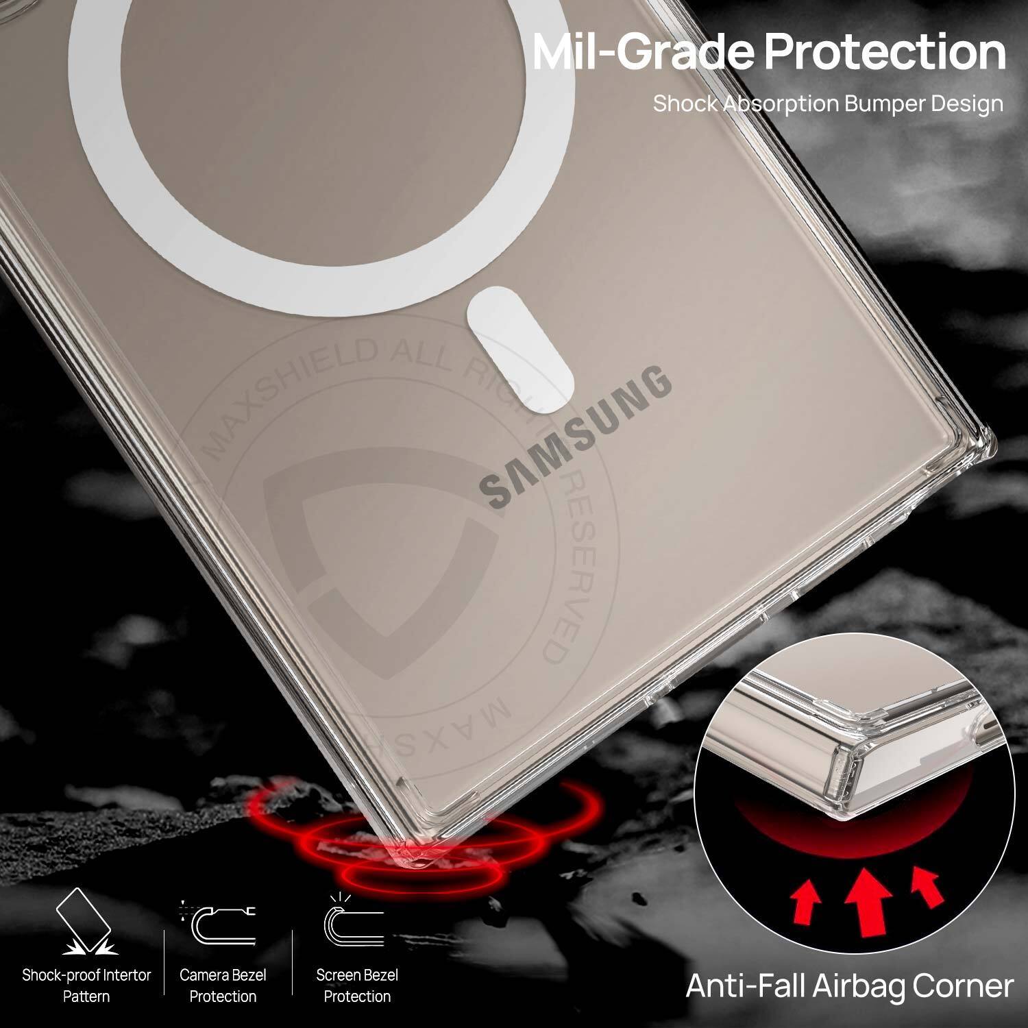 For Samsung S24 Ultra Plus Case Clear Shockproof Magnetic Cover