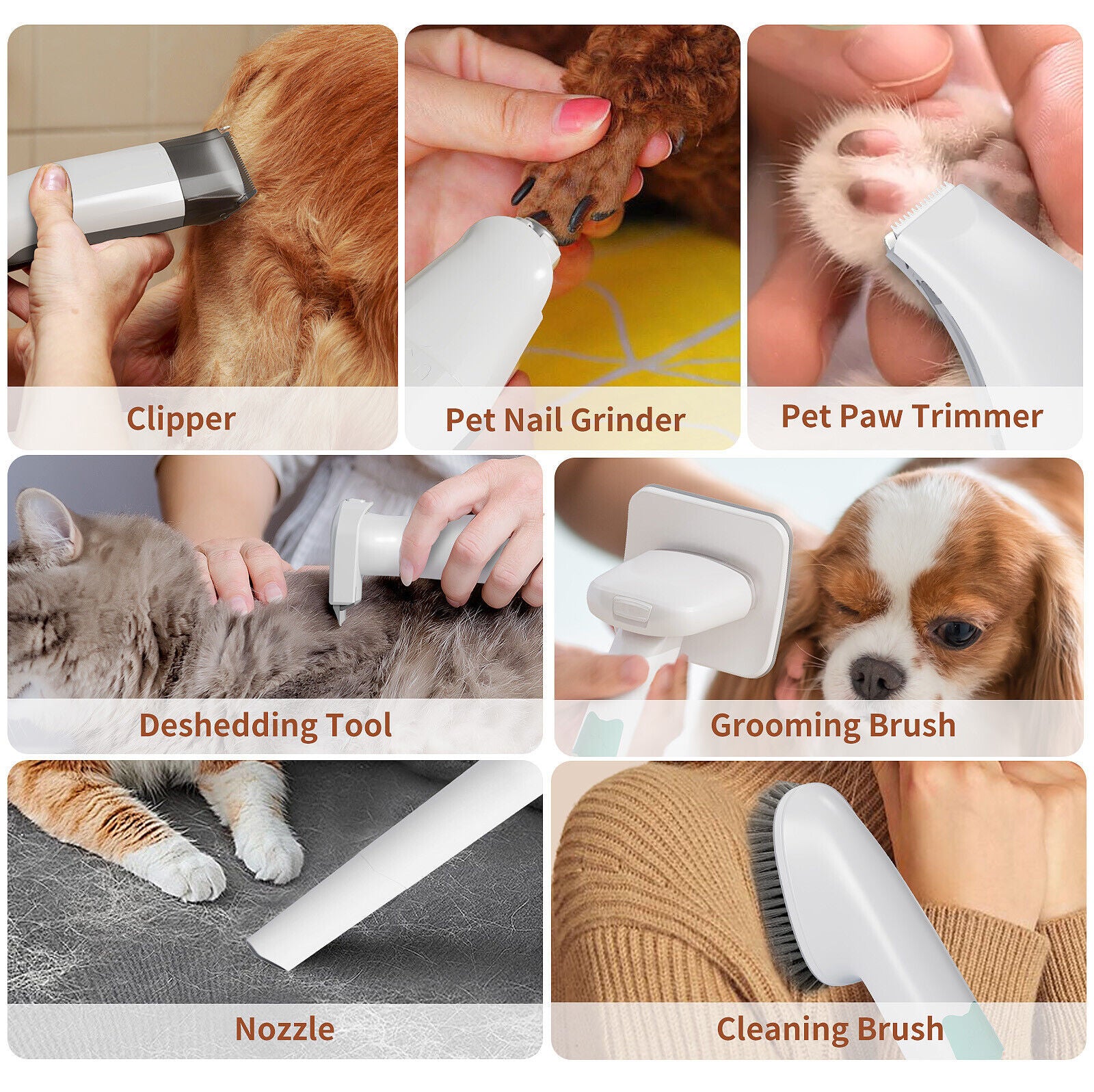 7 IN 1 Pet Dog Grooming Kit Cat Dog Hair Remover Dryer Nail Trimmer Low Noise