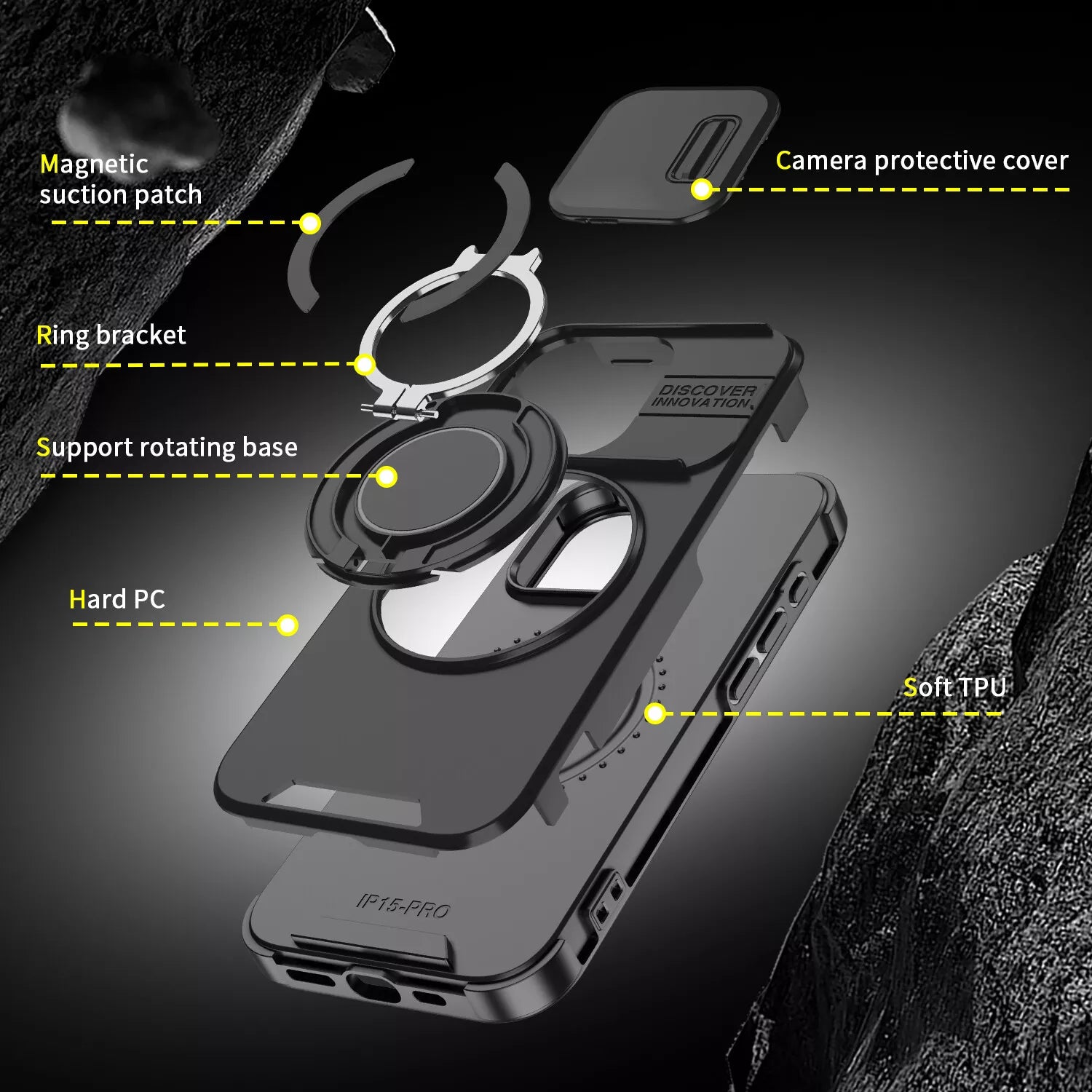 For iPhone 16 Pro Max Case Magsafe Shockproof Kickstand Ring Cover