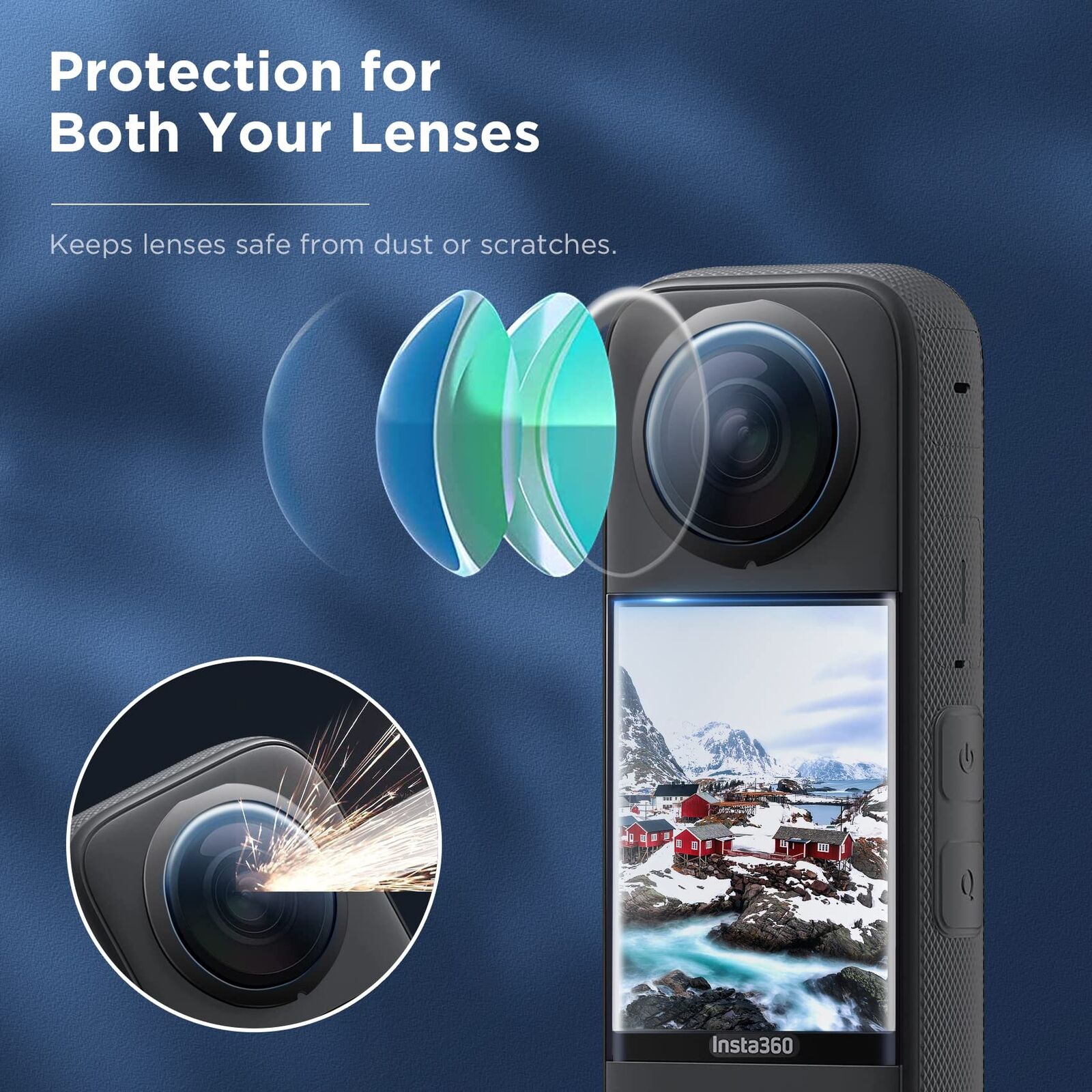 For Insta 360 X3 Tempered Glass Screen Protector Camera Lens Guard