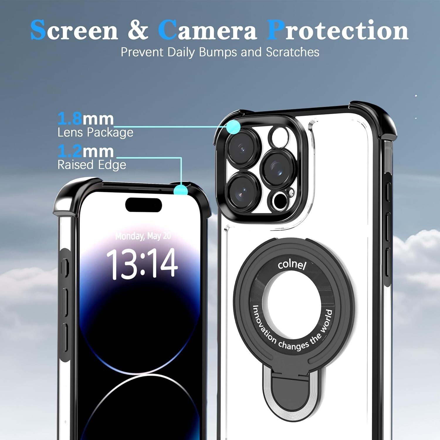 For iPhone 17 Pro Max Air Magnetic Case Clear Shockproof Kickstand Cover