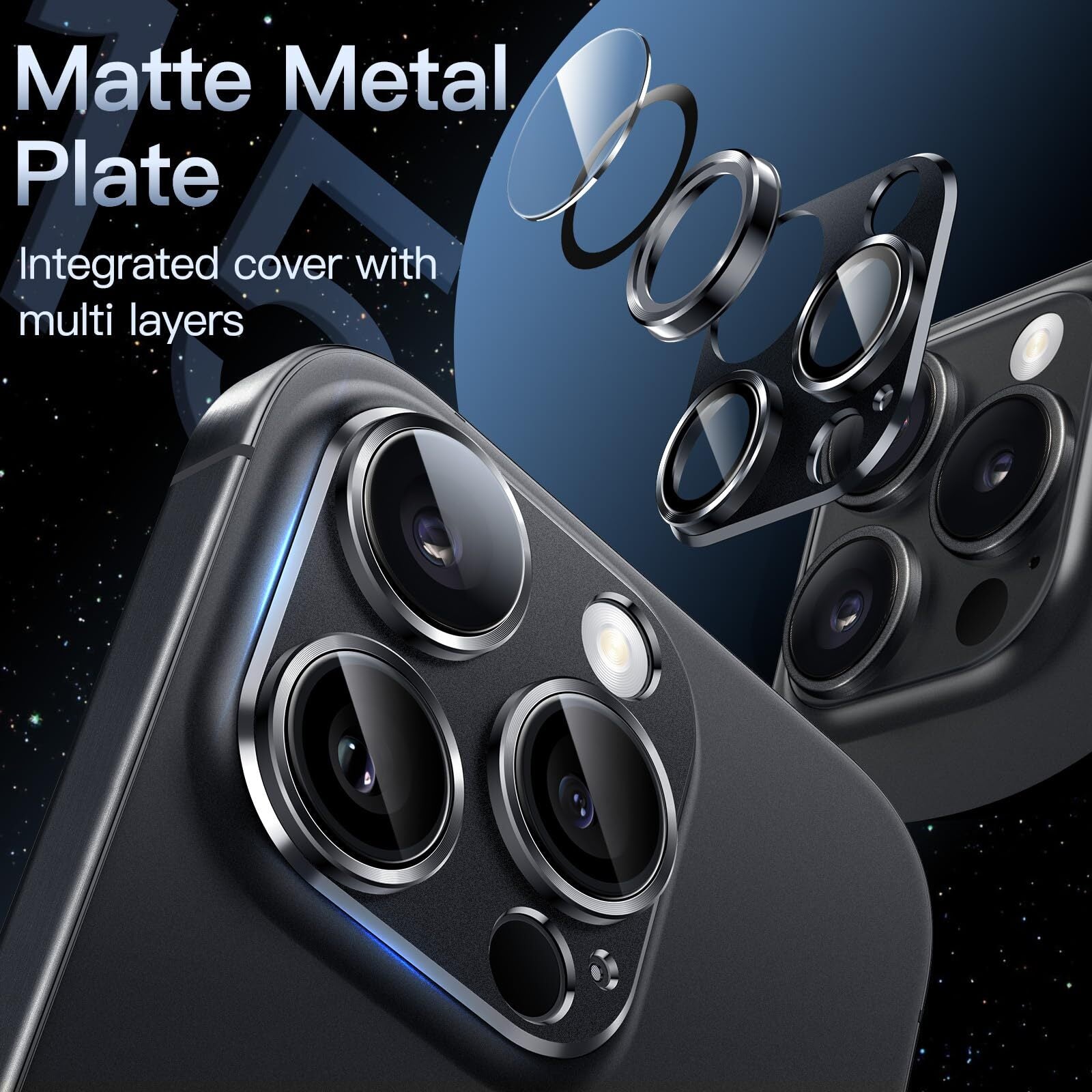 For Apple iPhone 17 Pro Max Air Camera Lens Metal Glass Ring Protector