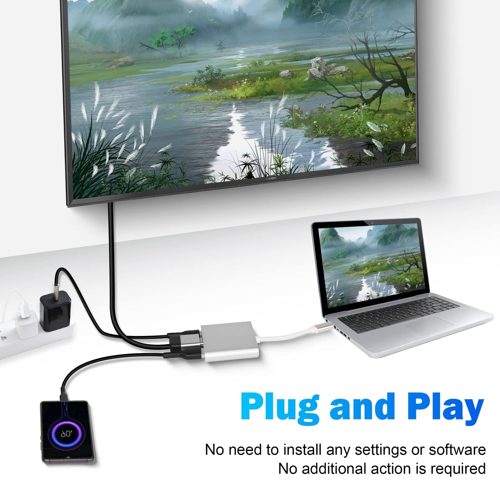 3in1 USB-C Hub Adapter Type-C Hub HDMI For MacBook Pro/Air iPad Pro Laptop