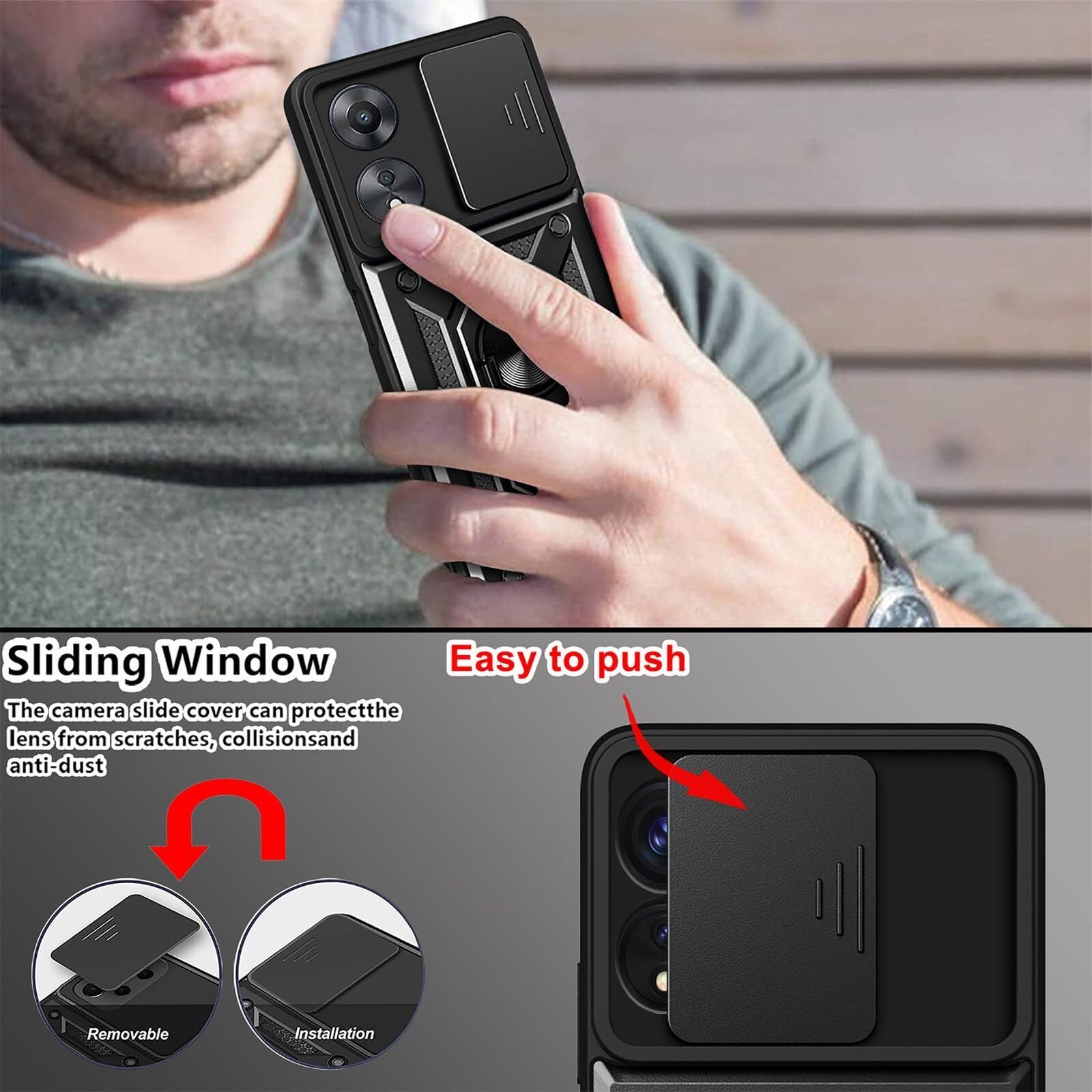 For OPPO Reno 11F 5G Case Shockproof Magnetic Ring Kickstand Cover