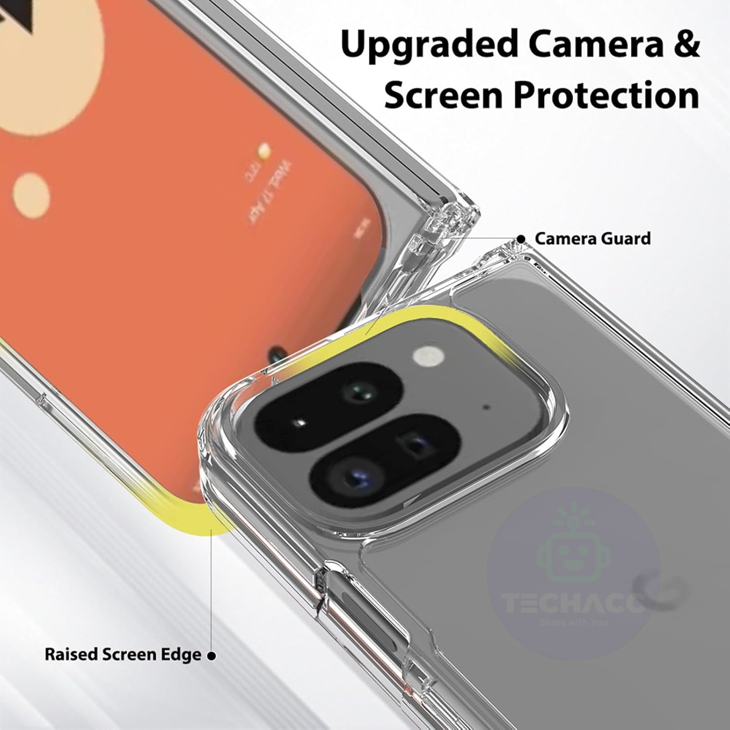 For Google Pixel 9 Pro Fold Clear Case Shockproof Cover + Screen Protector